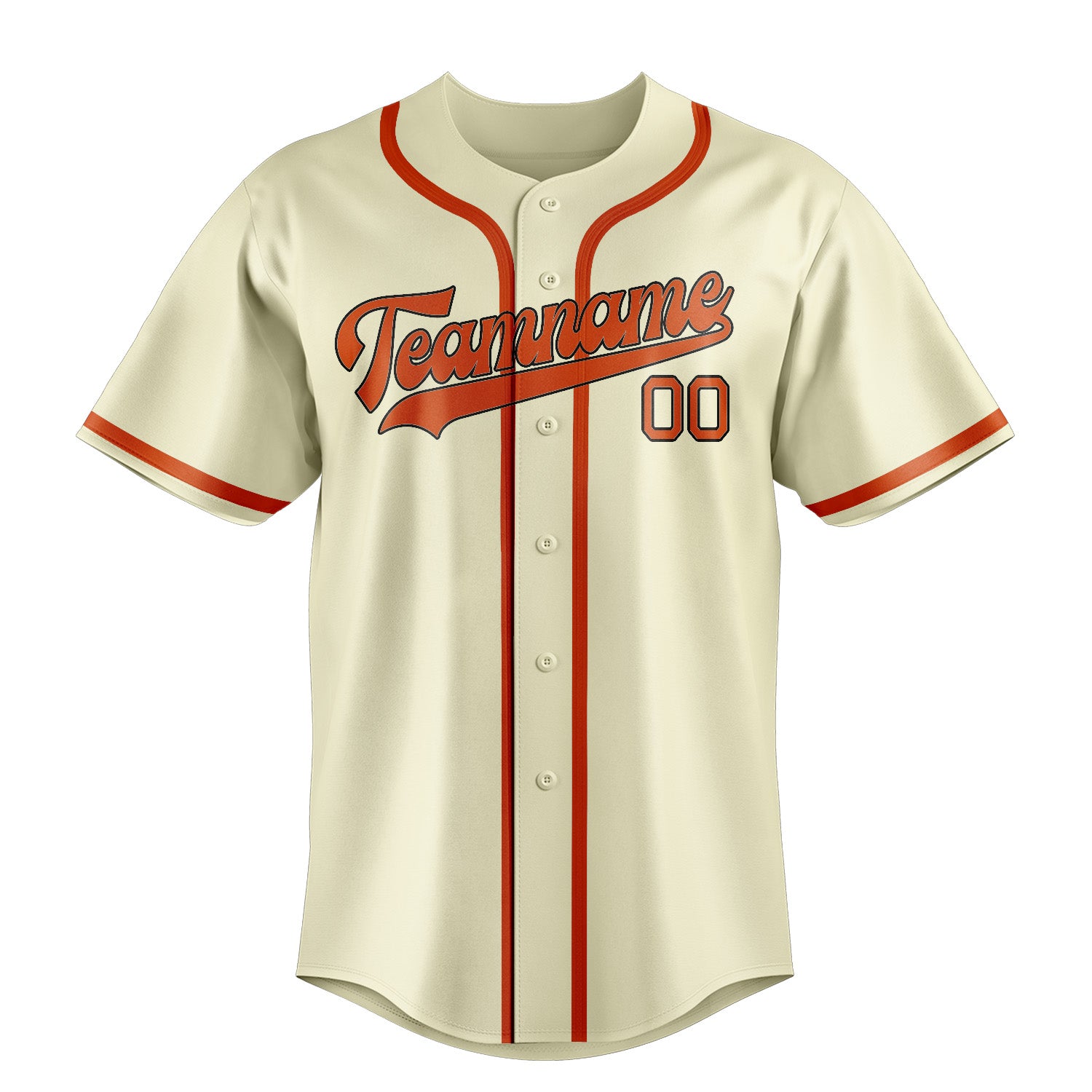 Maillot de baseball personnalisé crème orange rouge
