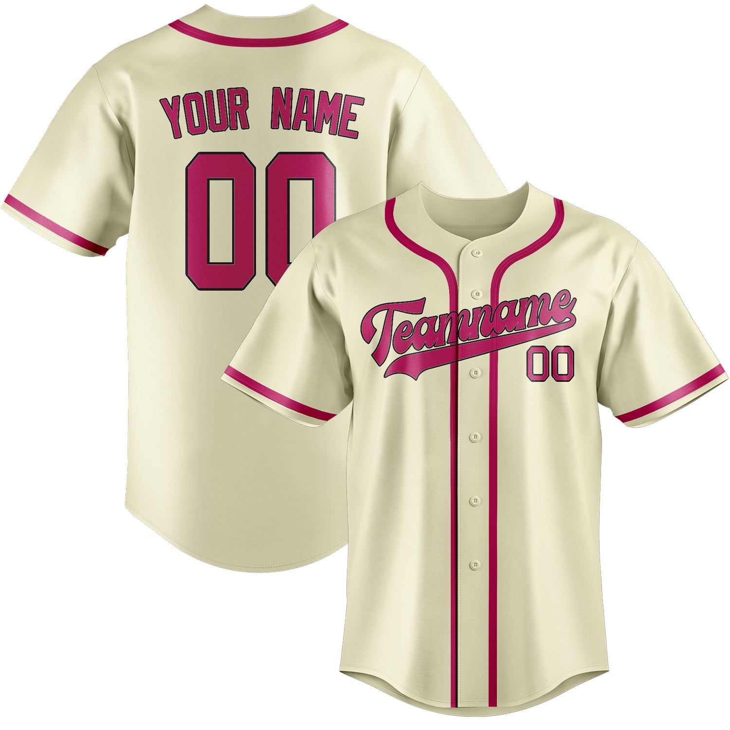 Maillot de baseball personnalisé crème et rose