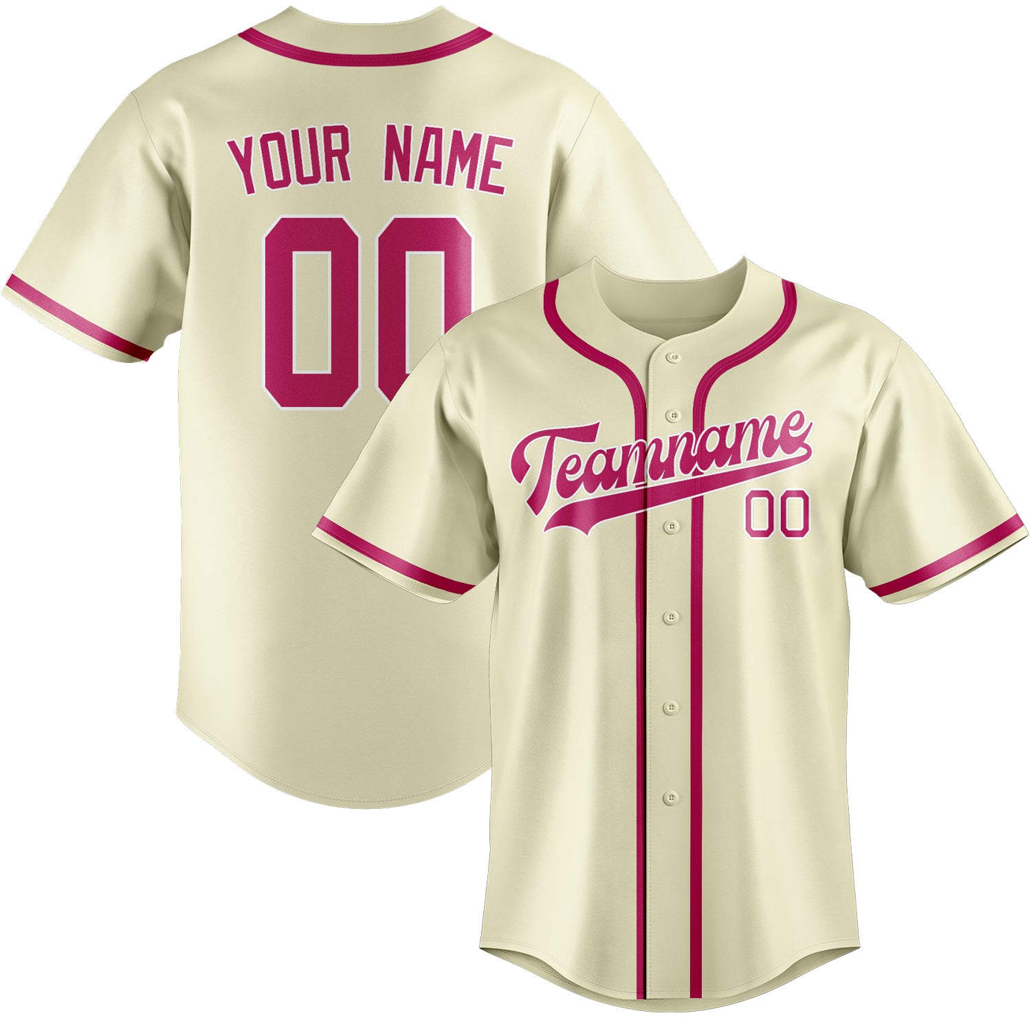 Maillot de baseball personnalisé crème et rose