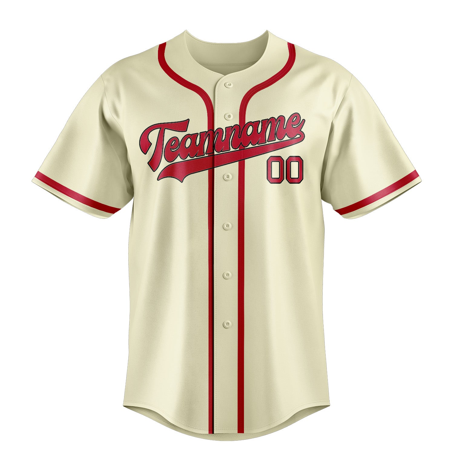 Maillot de baseball personnalisé crème et rouge