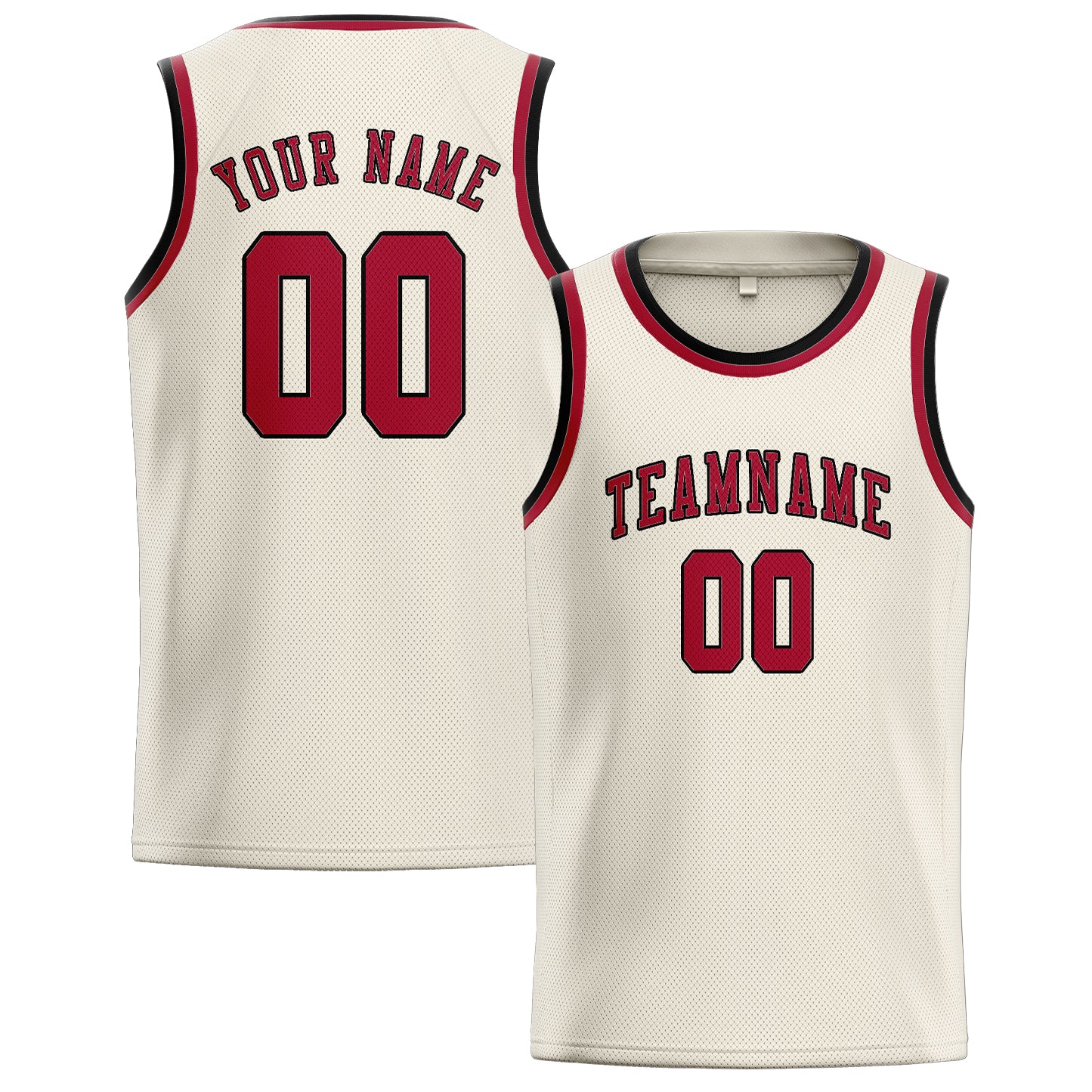 Maillot de basketball personnalisé crème et rouge
