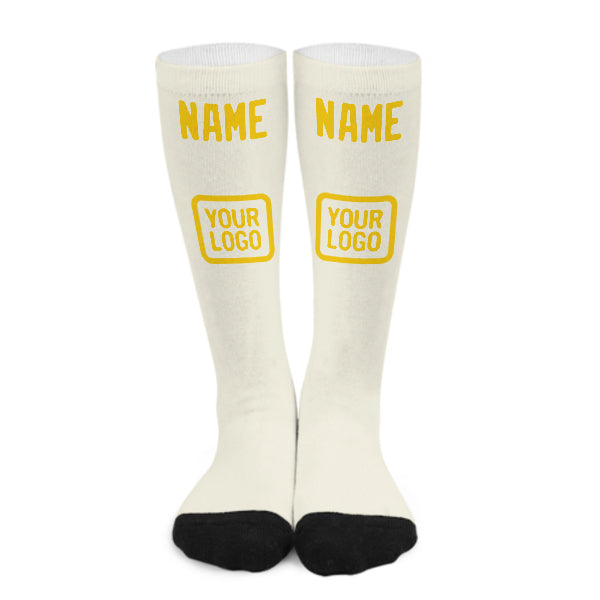 Chaussettes hautes personnalisées crème et or