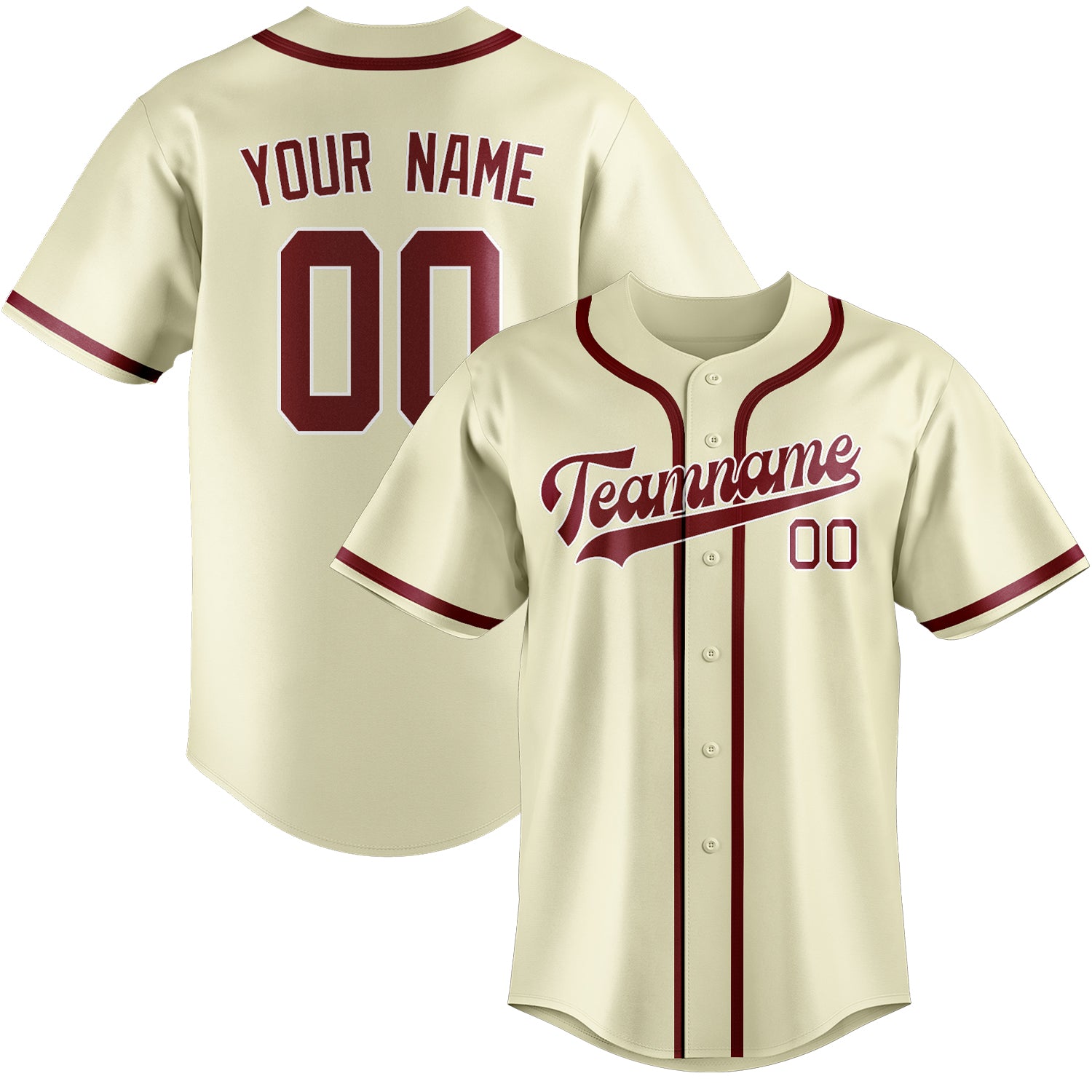 Maillot de baseball personnalisé crème et rouge cramoisi