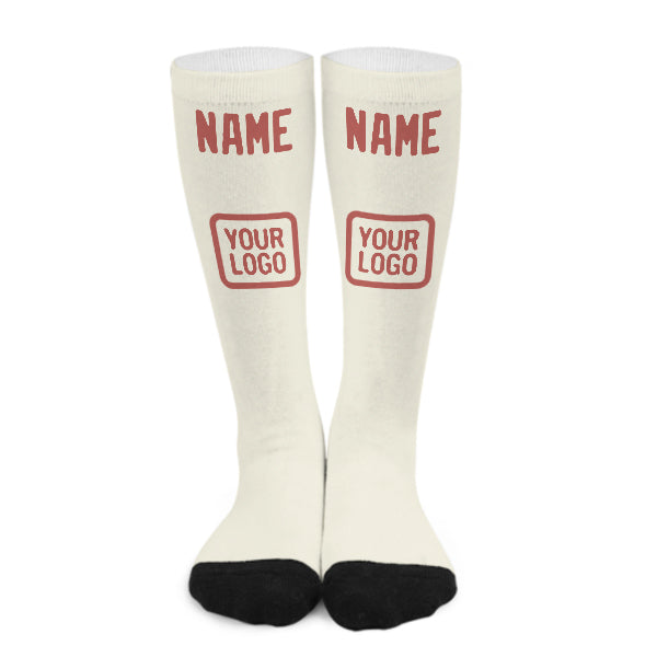 Chaussettes hautes personnalisées crème et cuivre rose