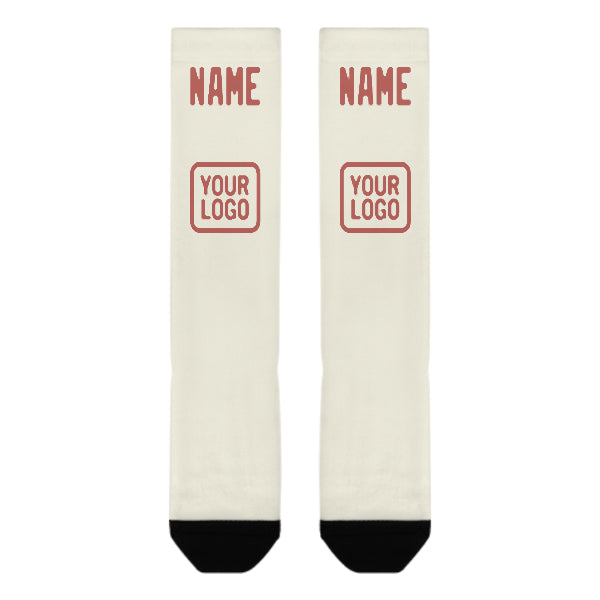 Chaussettes hautes personnalisées crème et cuivre rose