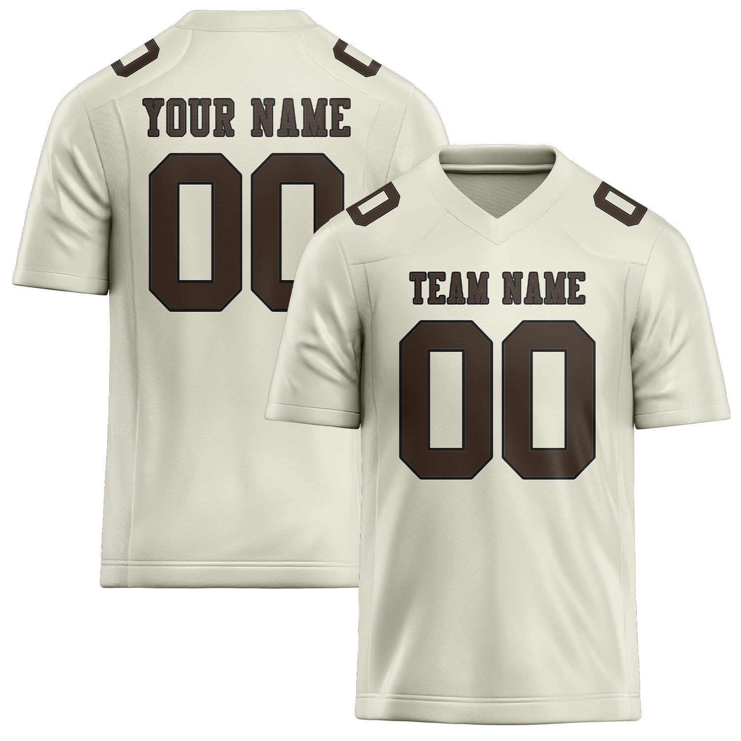 Maillot de football personnalisé crème et marron