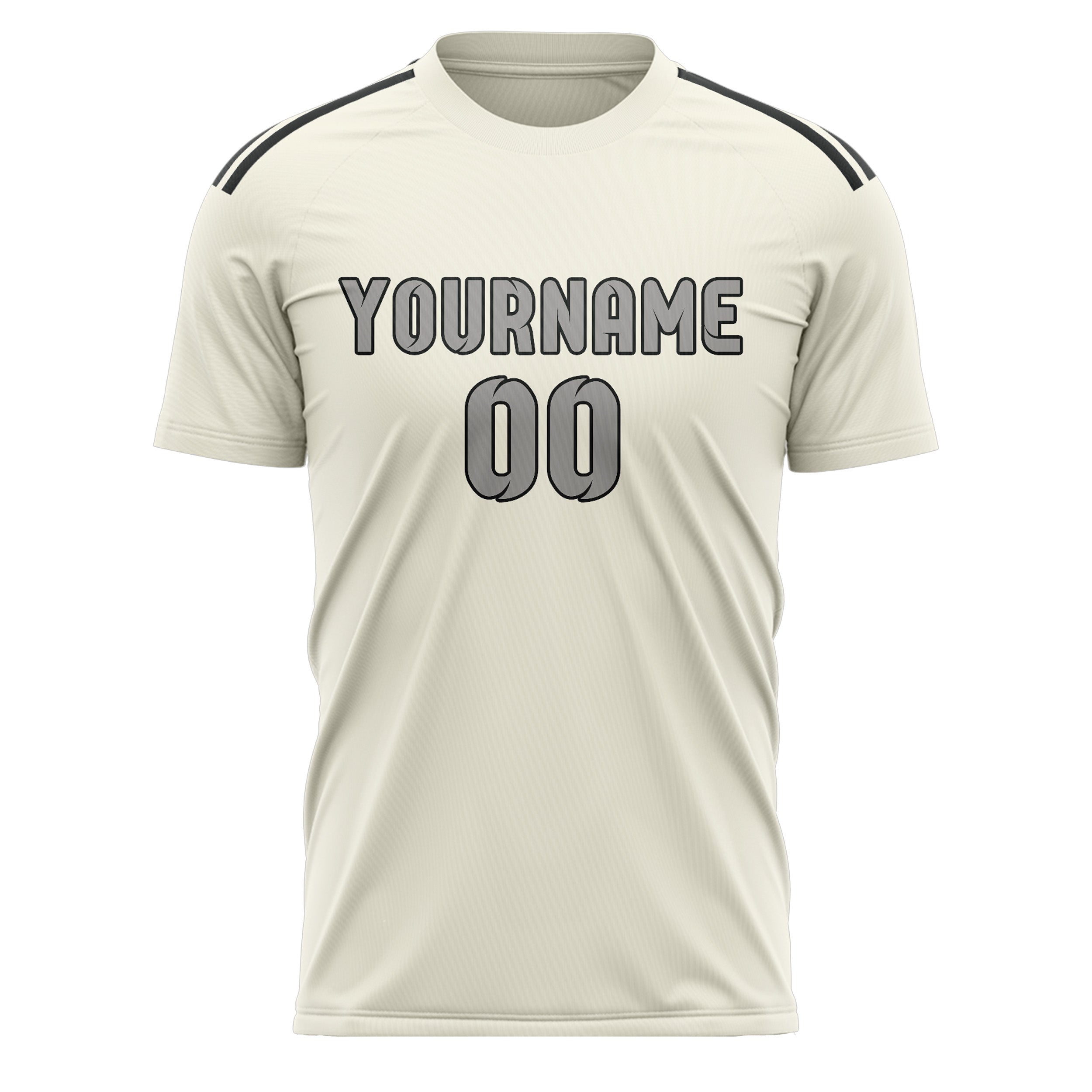 Maillot de football personnalisé crème et gris