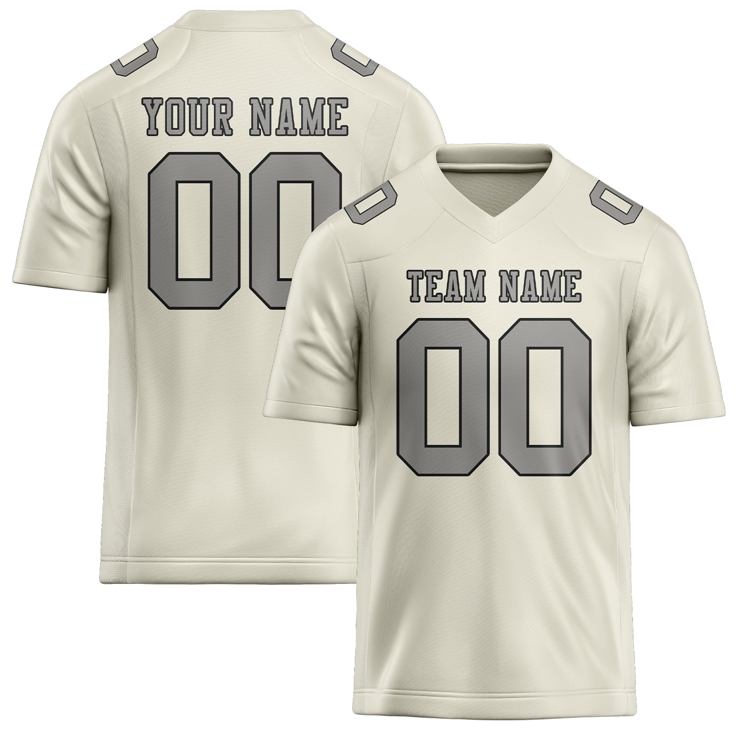 Maillot de football personnalisé crème et gris