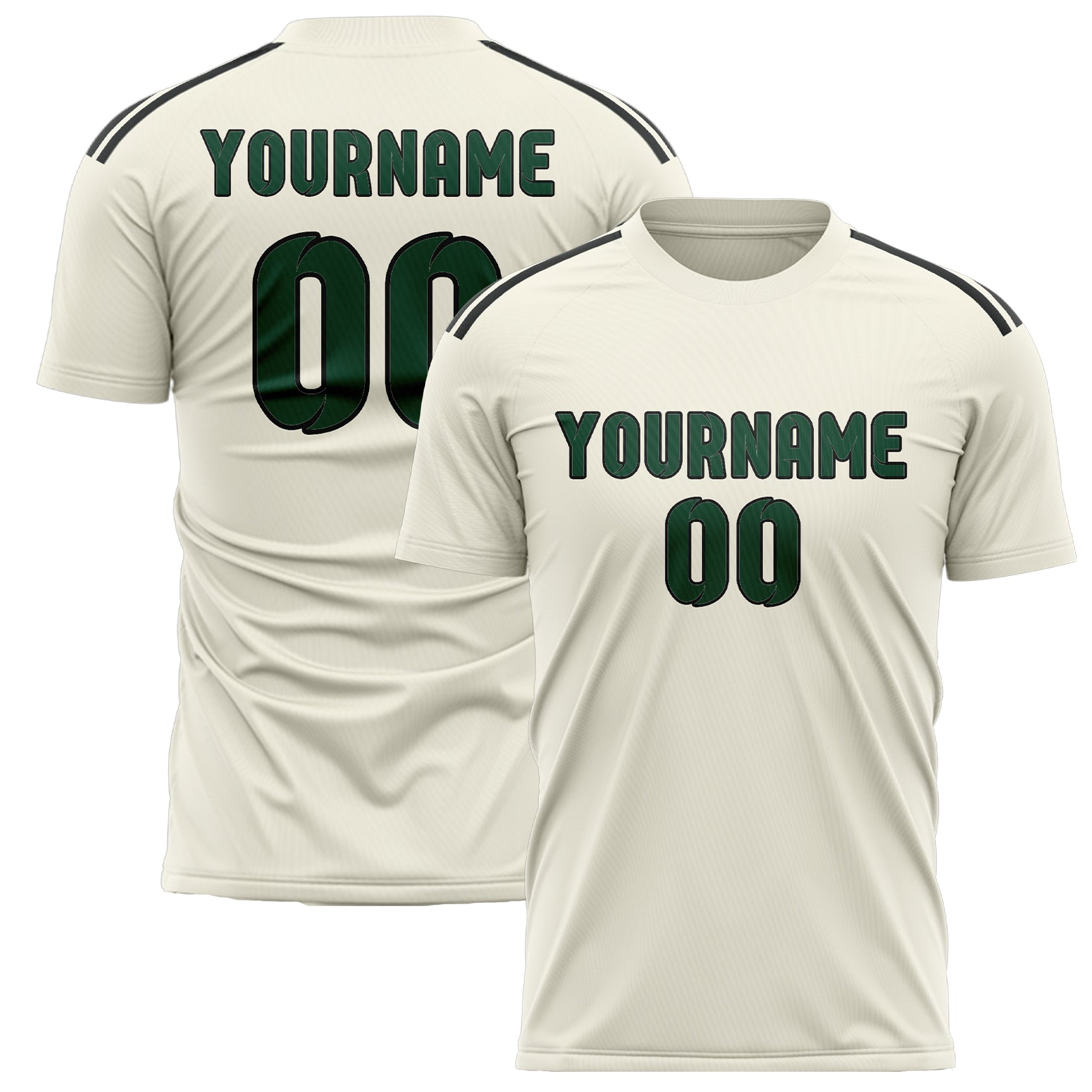 Maillot de football personnalisé crème et vert