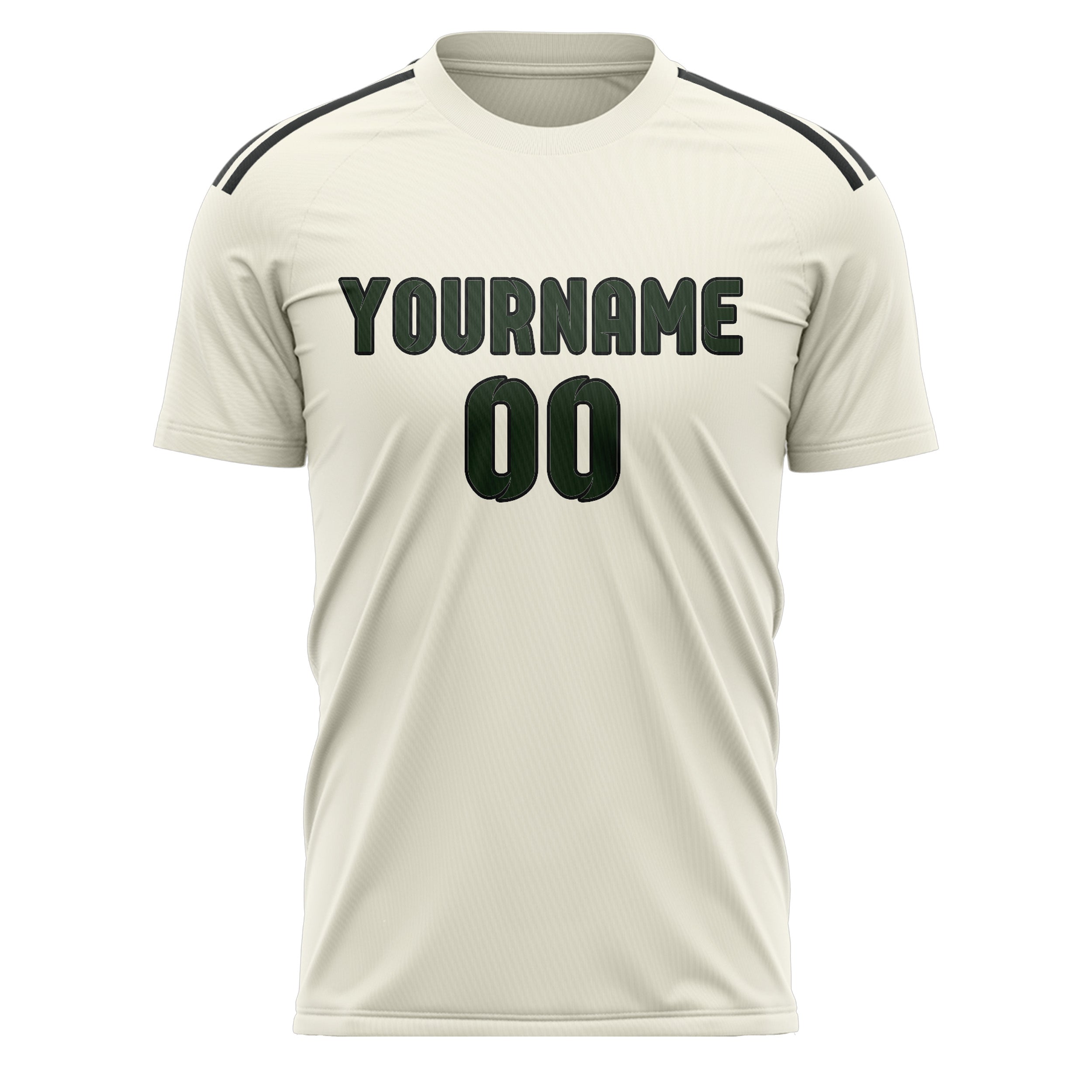 Maillot de football personnalisé crème et vert foncé
