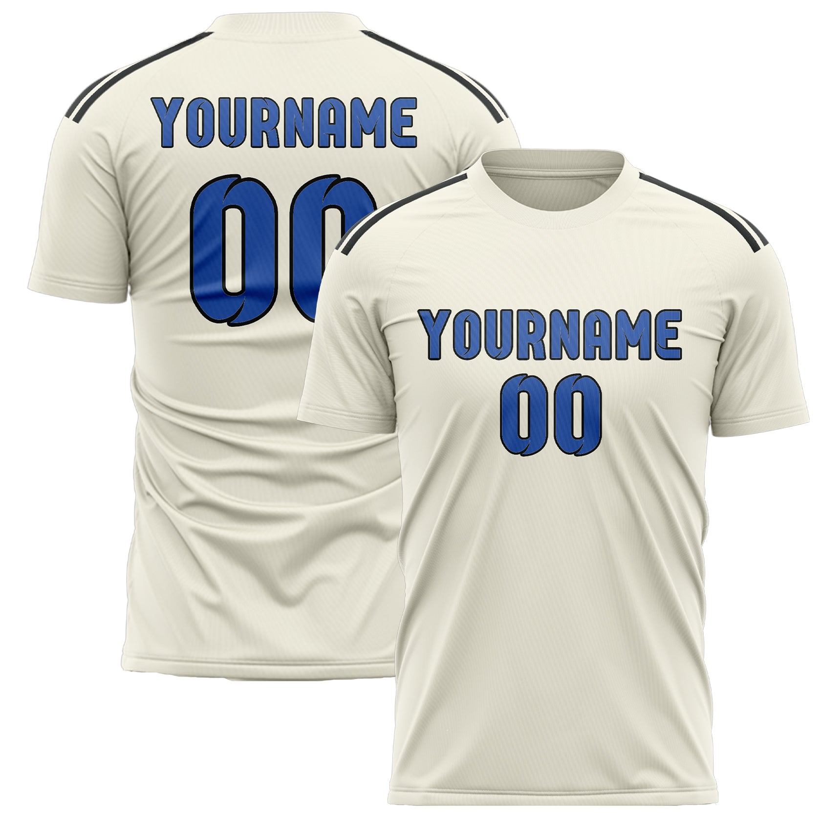 Maillot de football personnalisé crème et bleu ciel