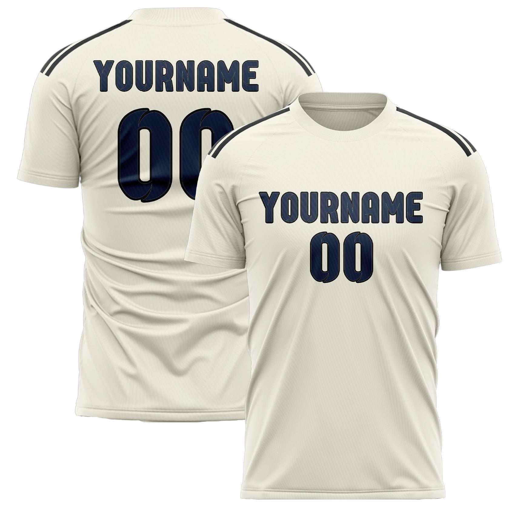 Maillot de football personnalisé crème et bleu