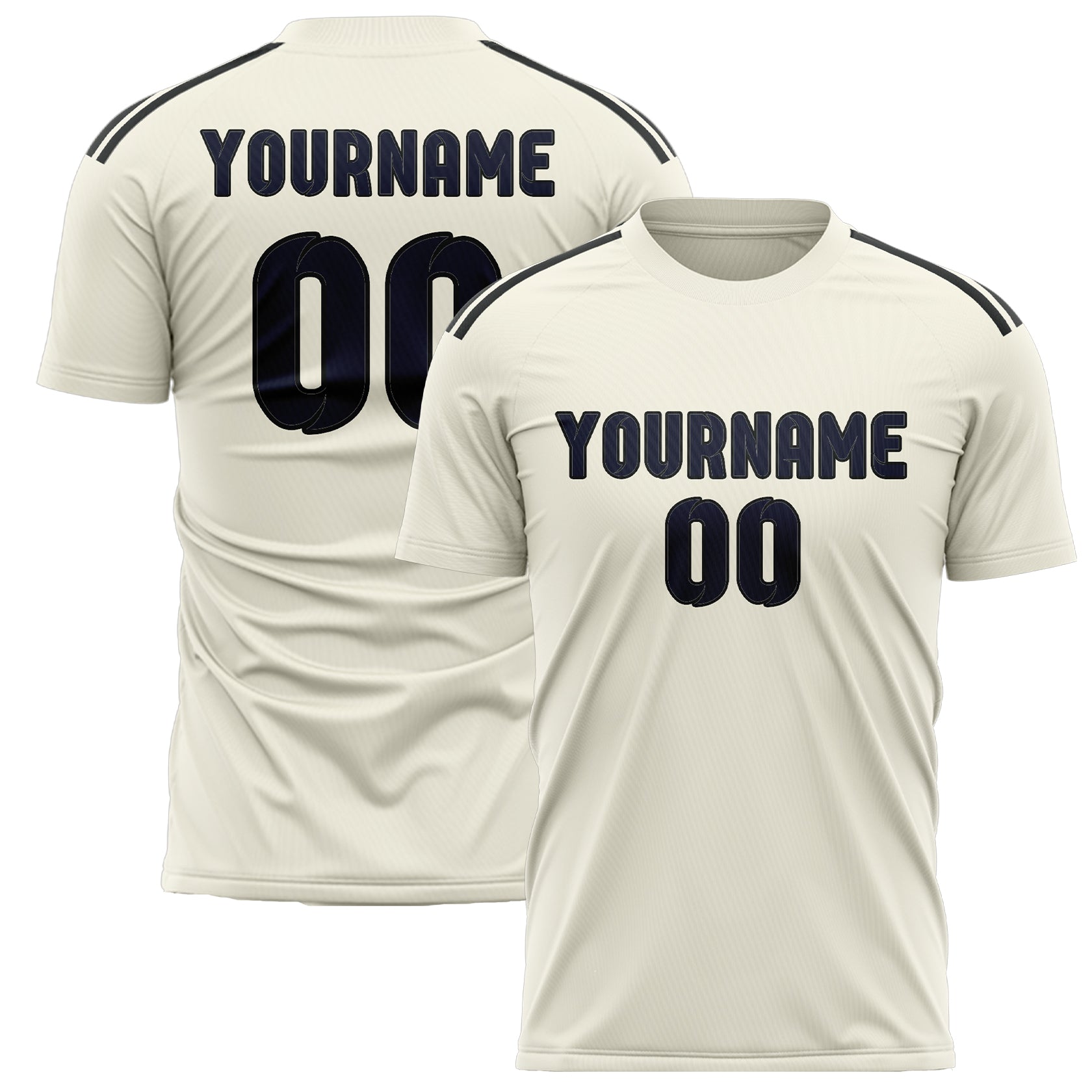 Maillot de football personnalisé crème et marine