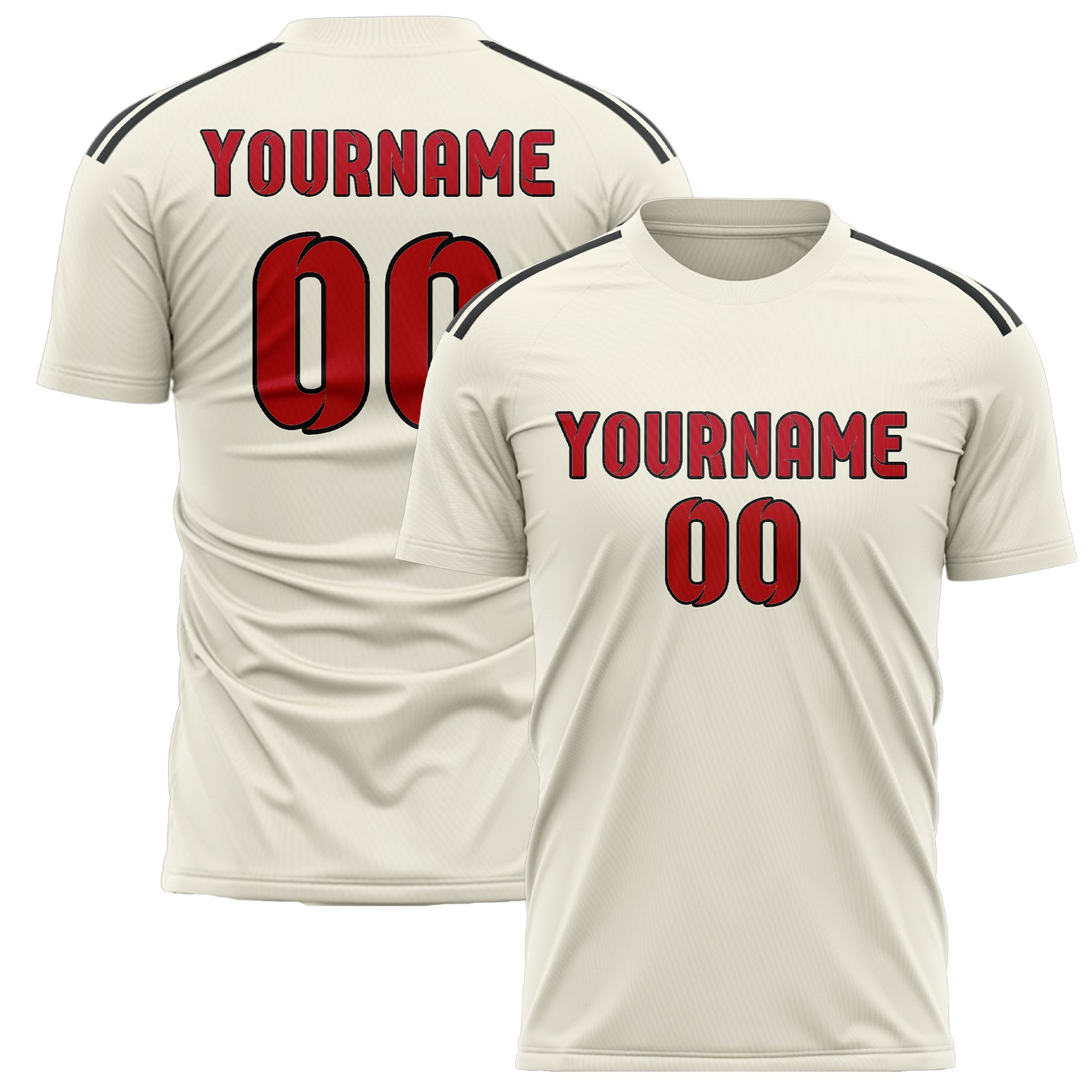 Maillot de football personnalisé crème et rouge