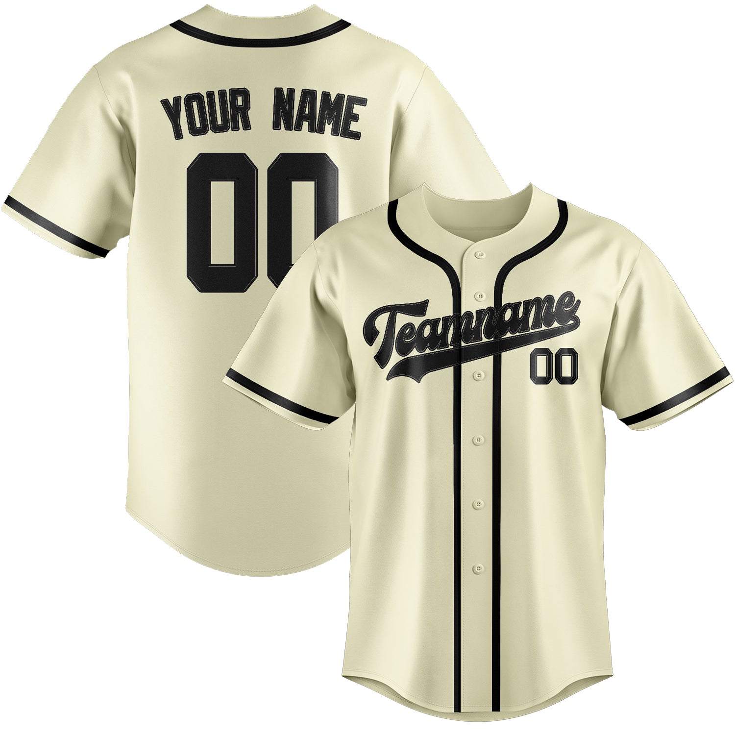 Maillot de baseball personnalisé crème et noir
