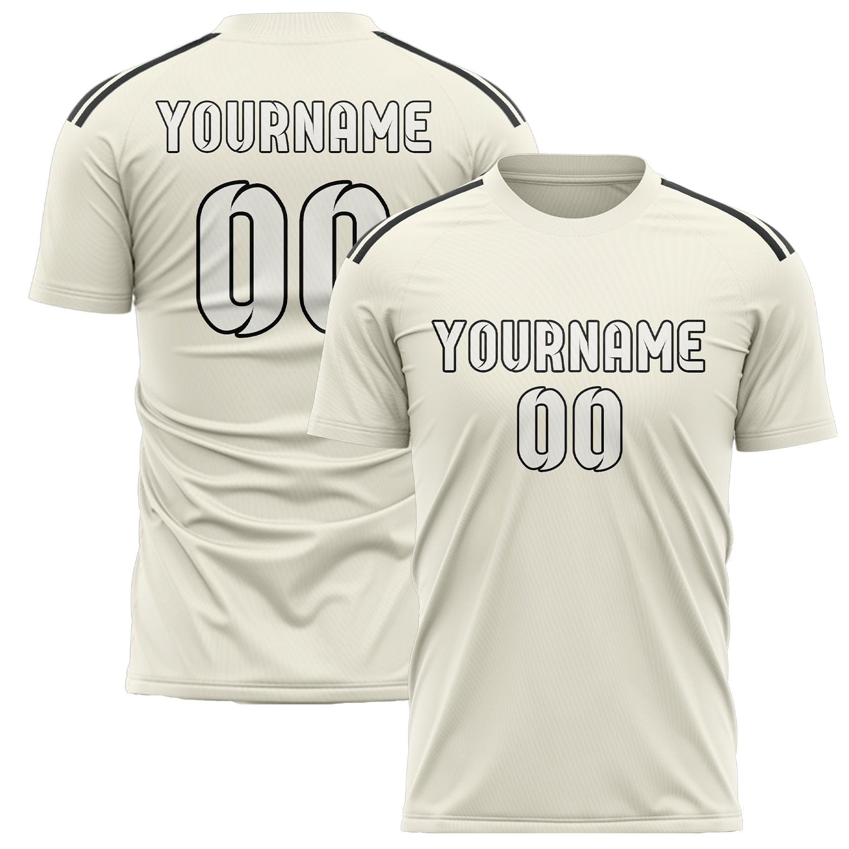 Maillot de football personnalisé crème et blanc