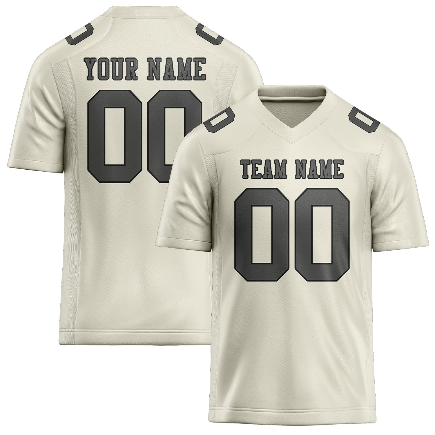 Maillot de football personnalisé crème et gris foncé