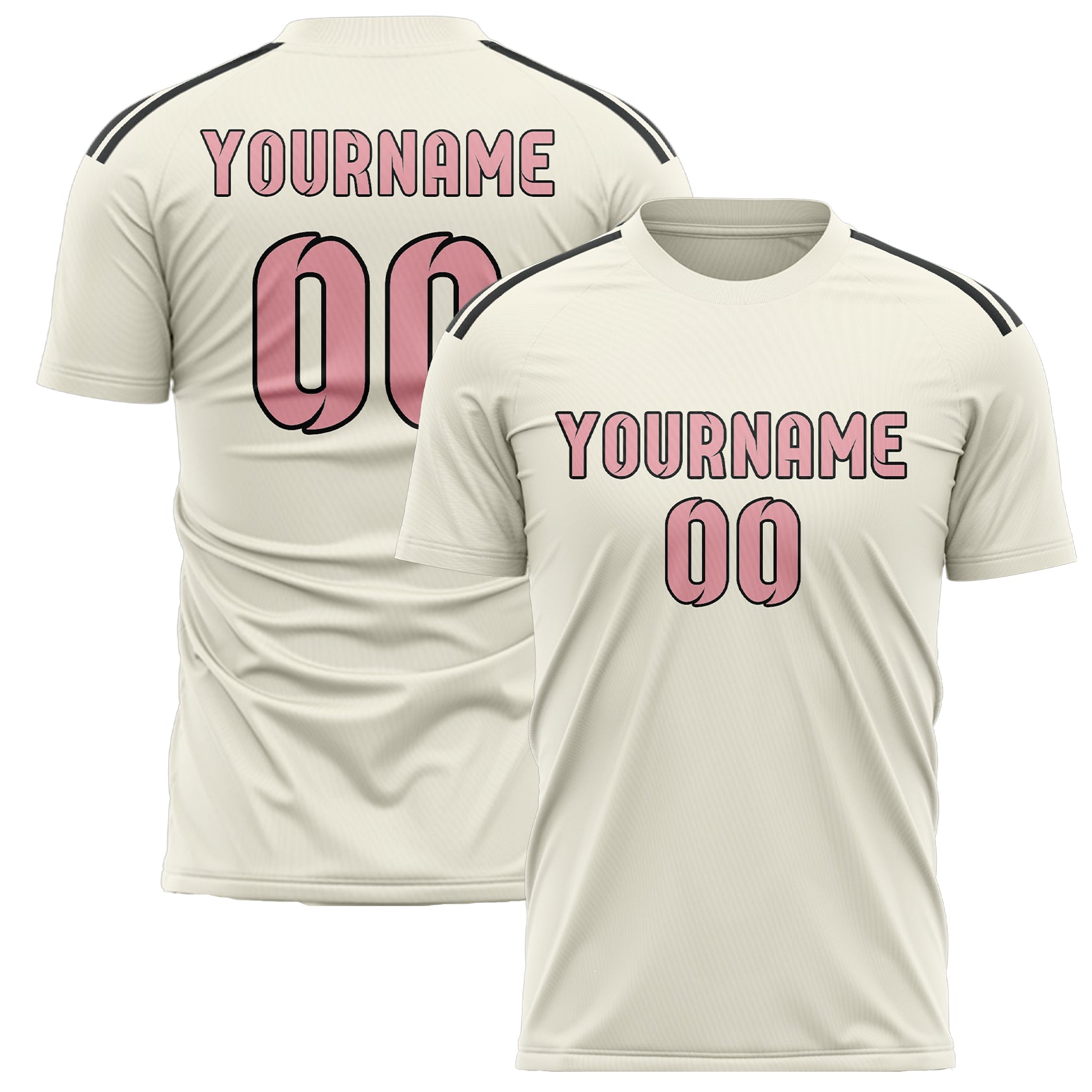 Maillot de football personnalisé crème et rose clair