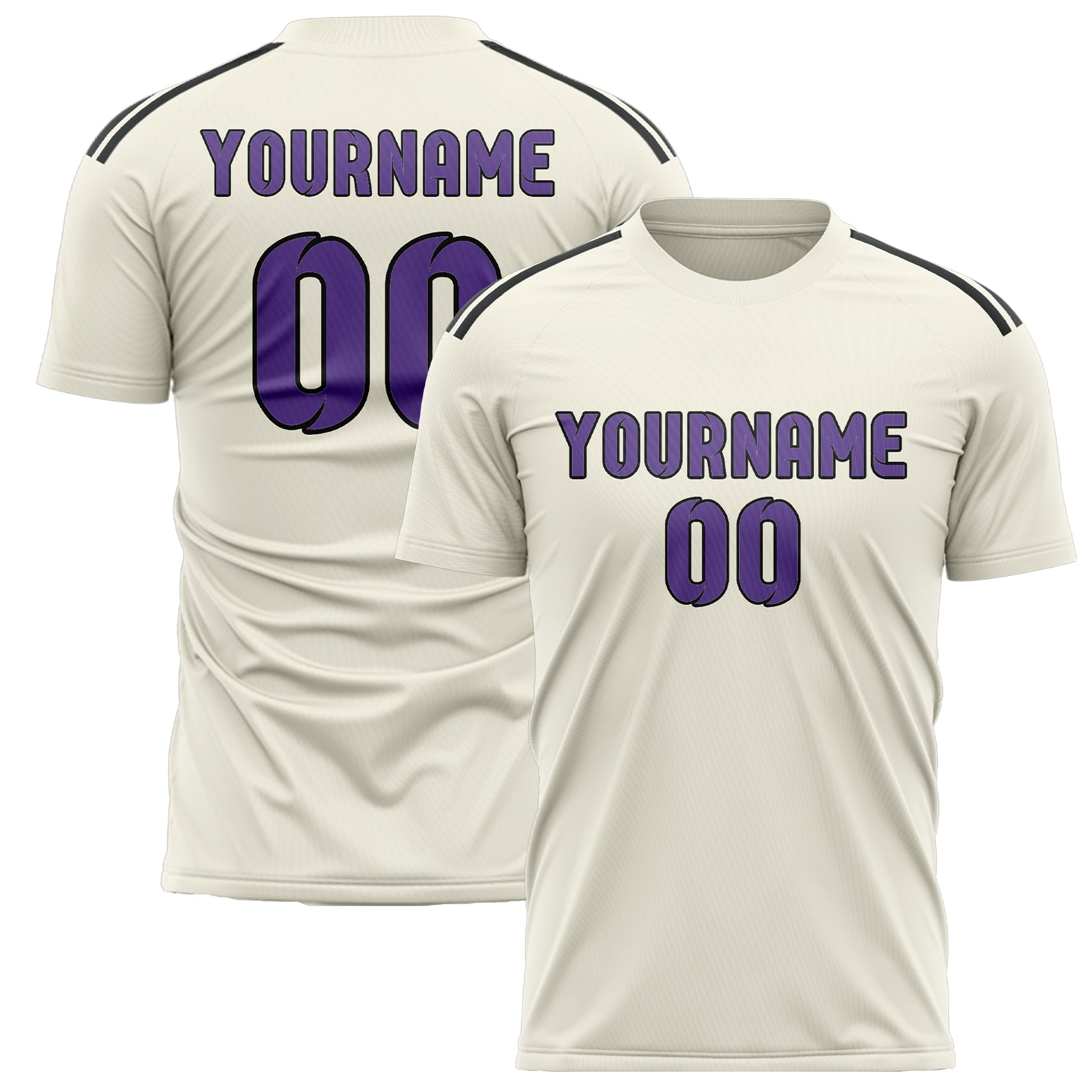 Maillot de football personnalisé crème et violet clair