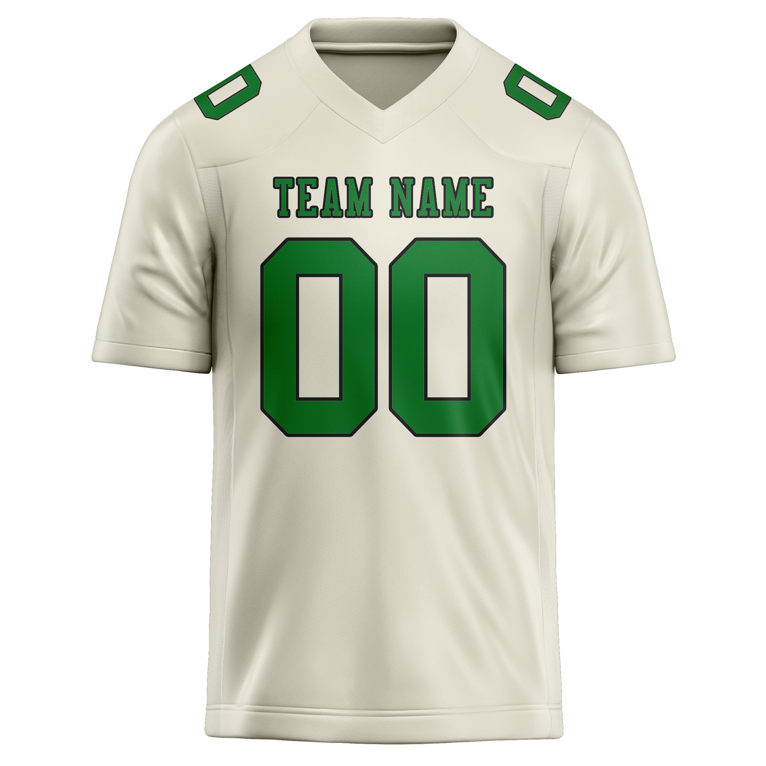 Maillot de football personnalisé crème et vert émeraude