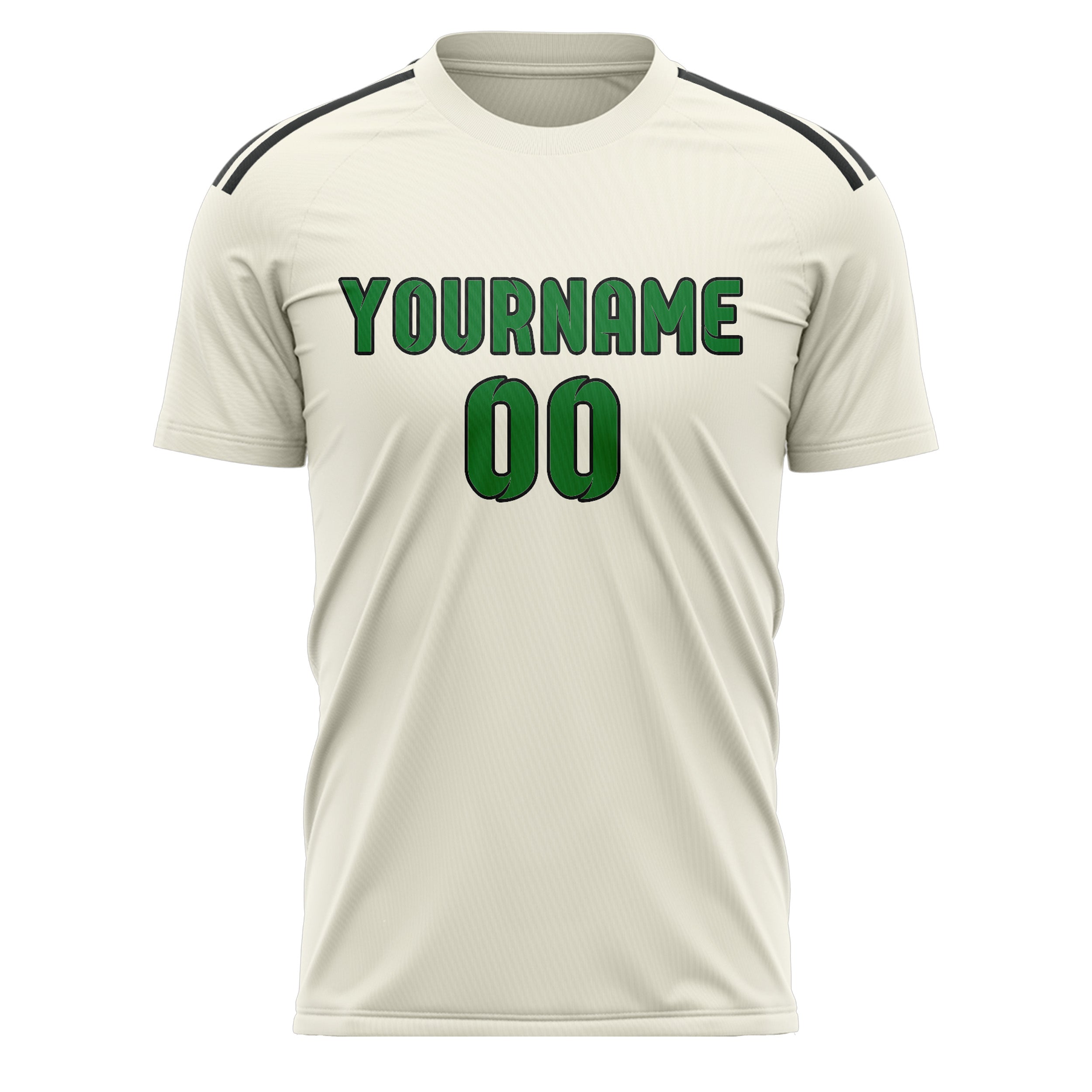 Maillot de football personnalisé crème et vert émeraude