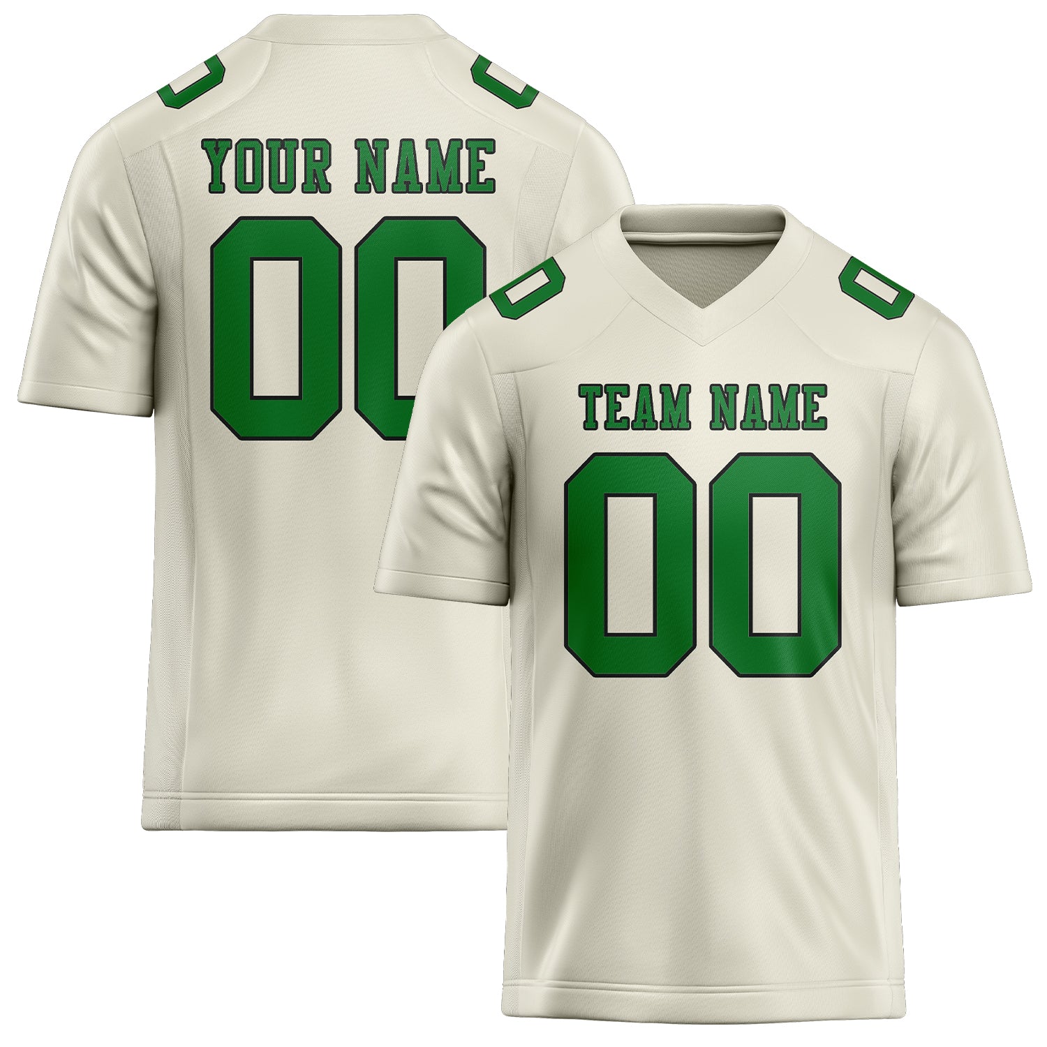 Maillot de football personnalisé crème et vert émeraude