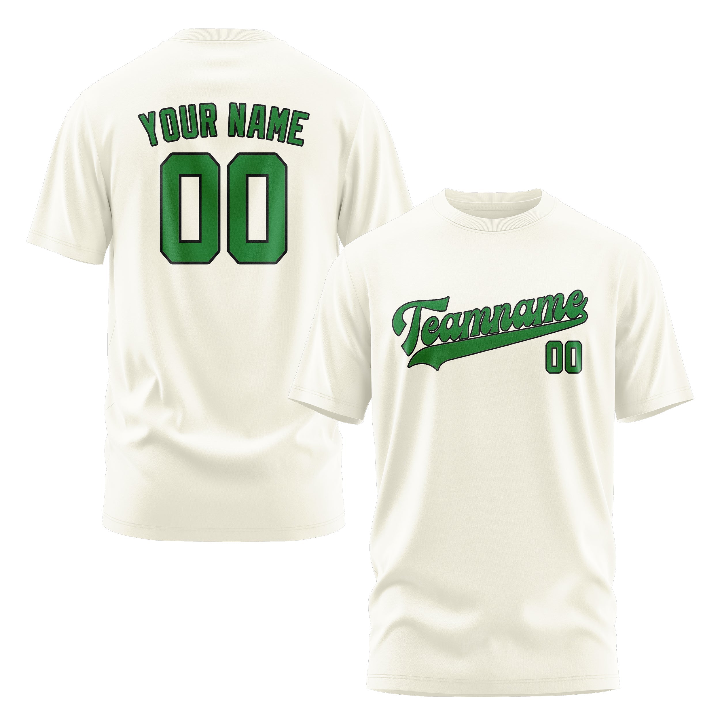 T-shirt personnalisé crème et vert émeraude