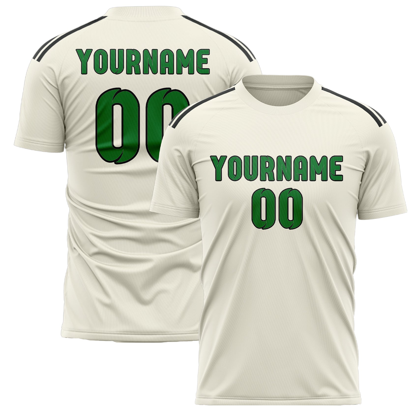 Maillot de football personnalisé crème et vert émeraude