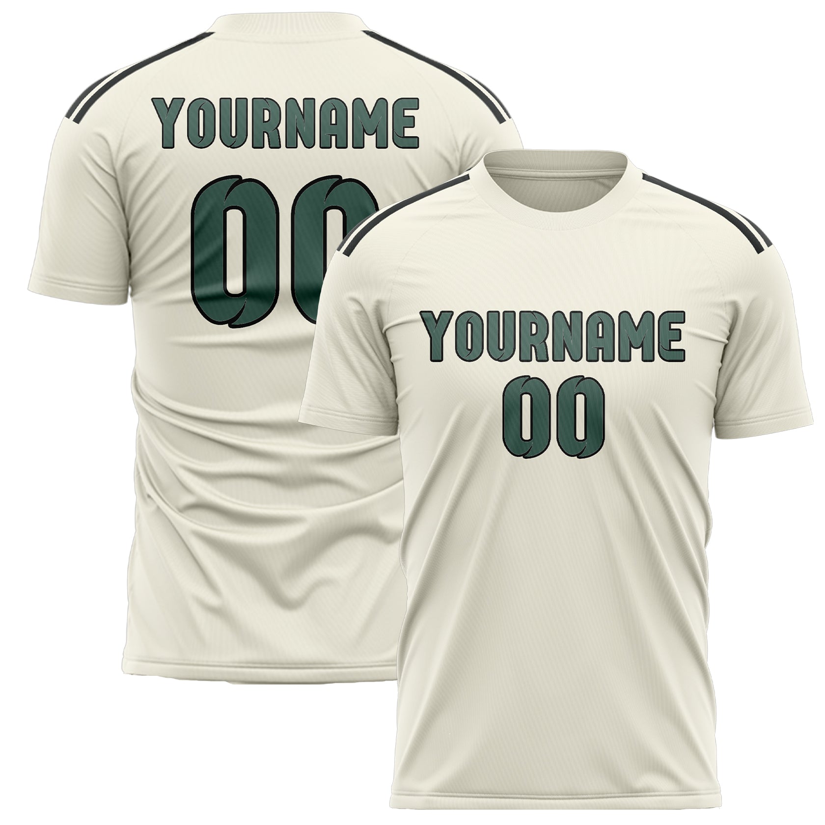 Maillot de football personnalisé crème bleu vert