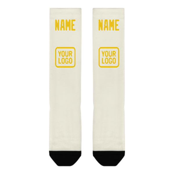 Chaussettes hautes personnalisées crème et or