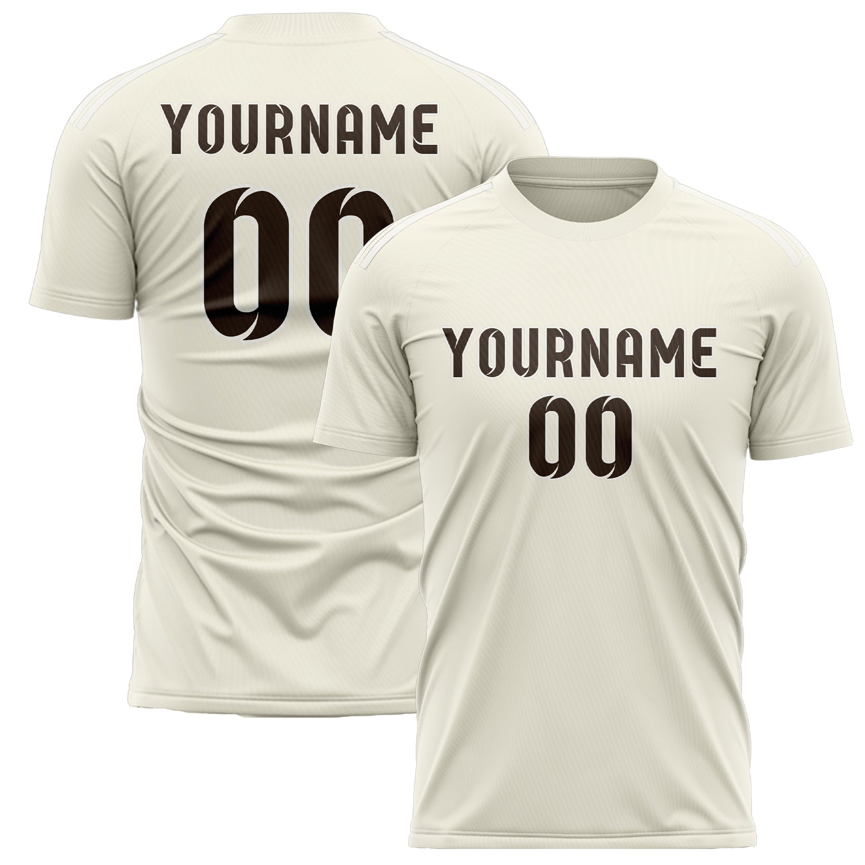 Maillot de football personnalisé crème et marron