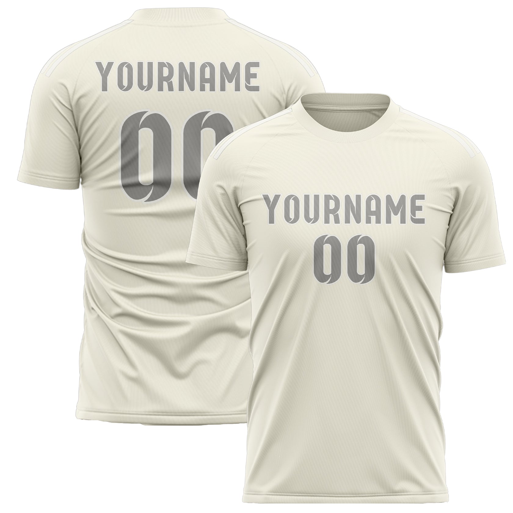 Maillot de football personnalisé crème et gris