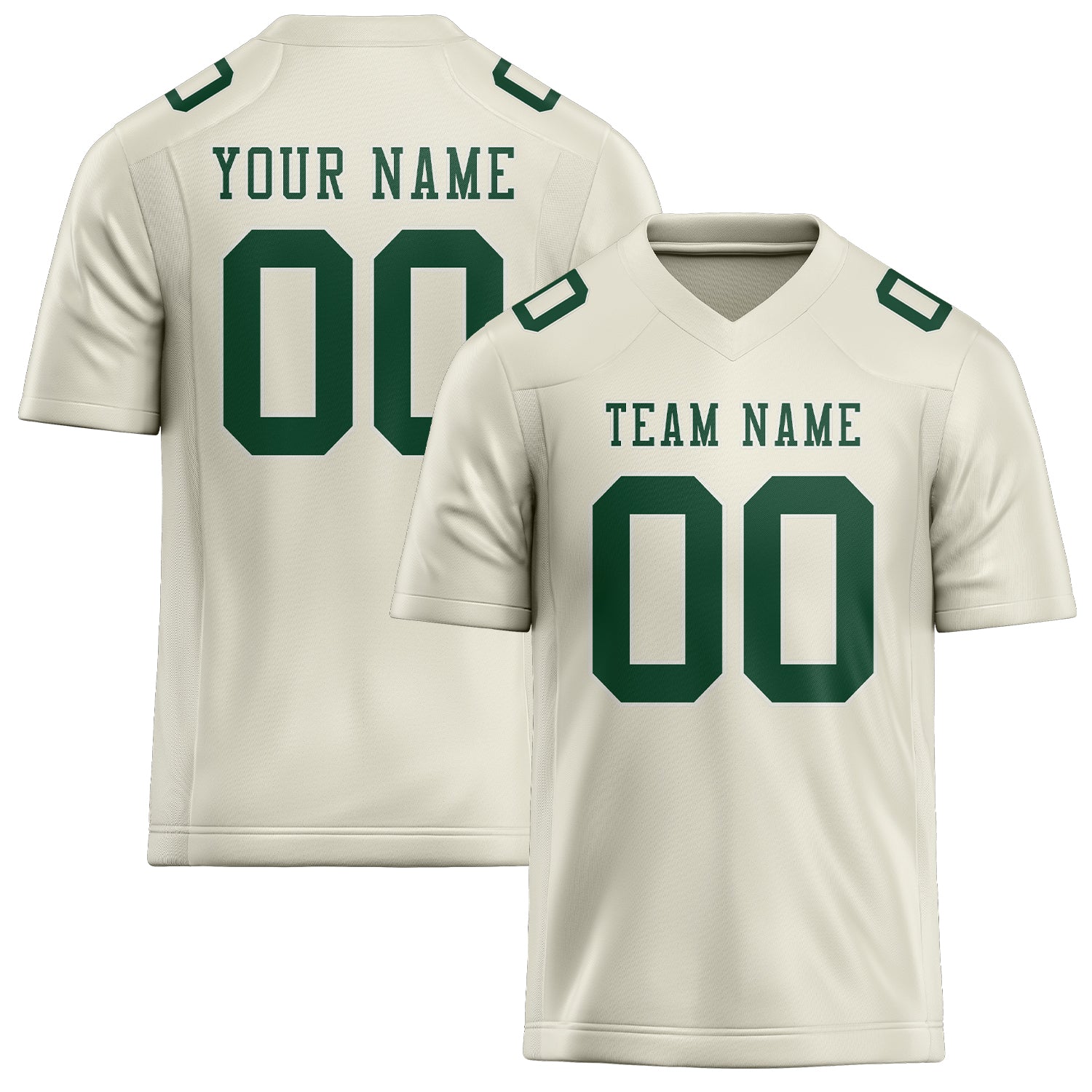 Maillot de football personnalisé crème et vert