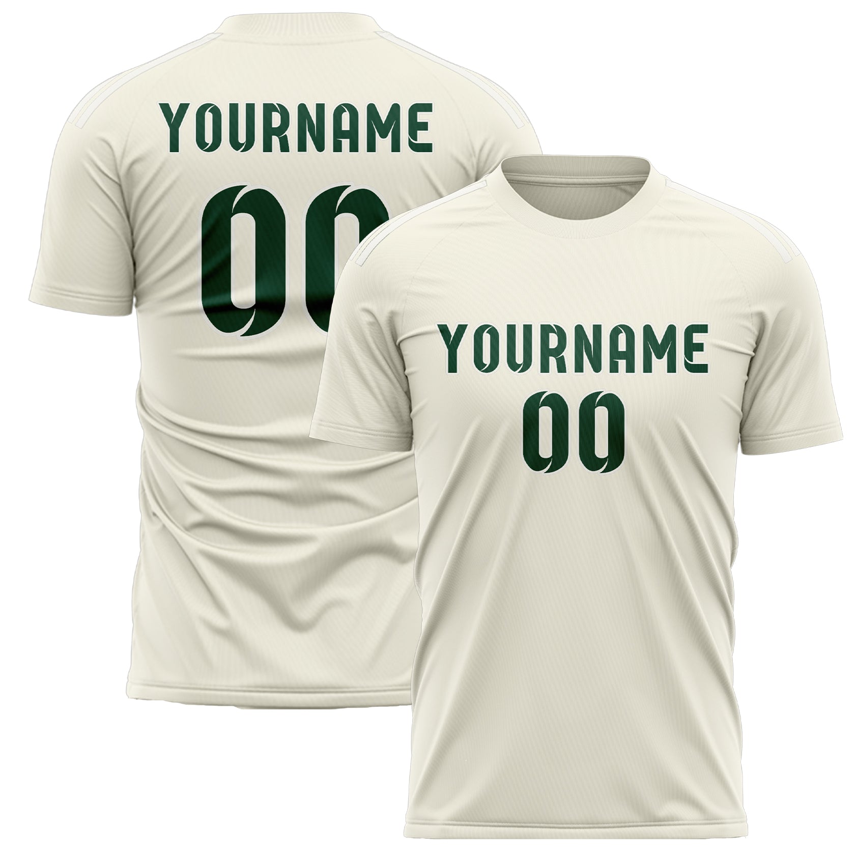 Maillot de football personnalisé crème et vert