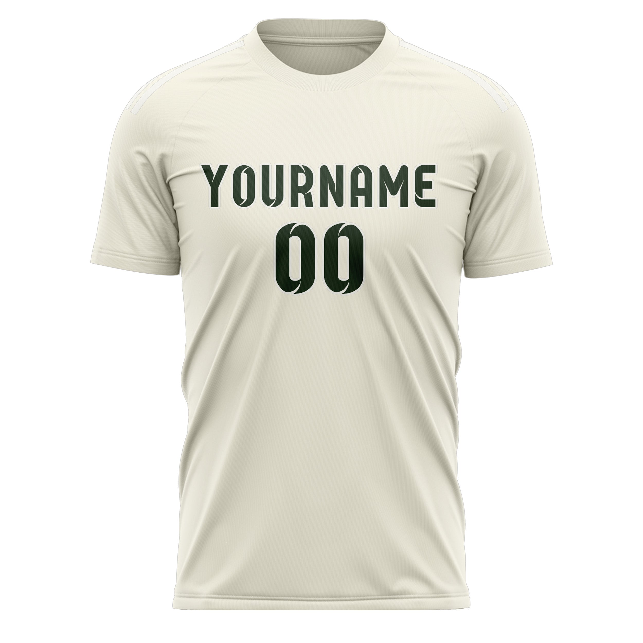 Maillot de football personnalisé crème et vert foncé