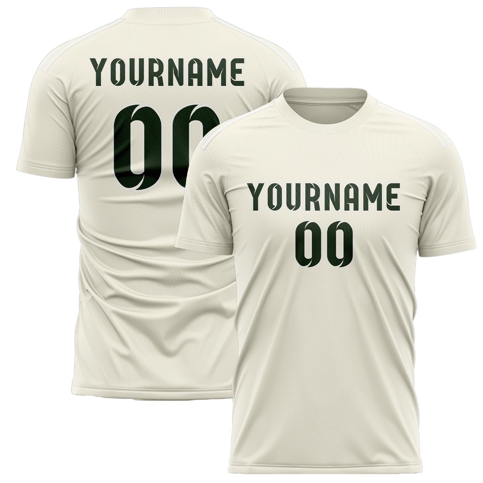 Maillot de football personnalisé crème et vert foncé