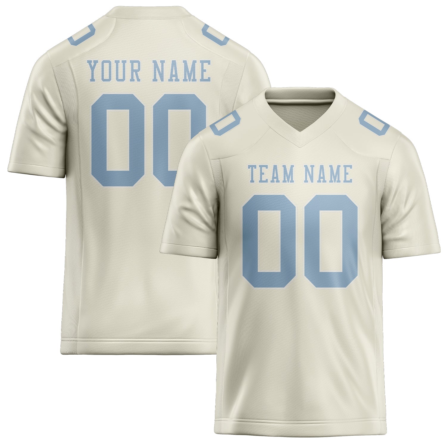 Maillot de football personnalisé crème et bleu clair