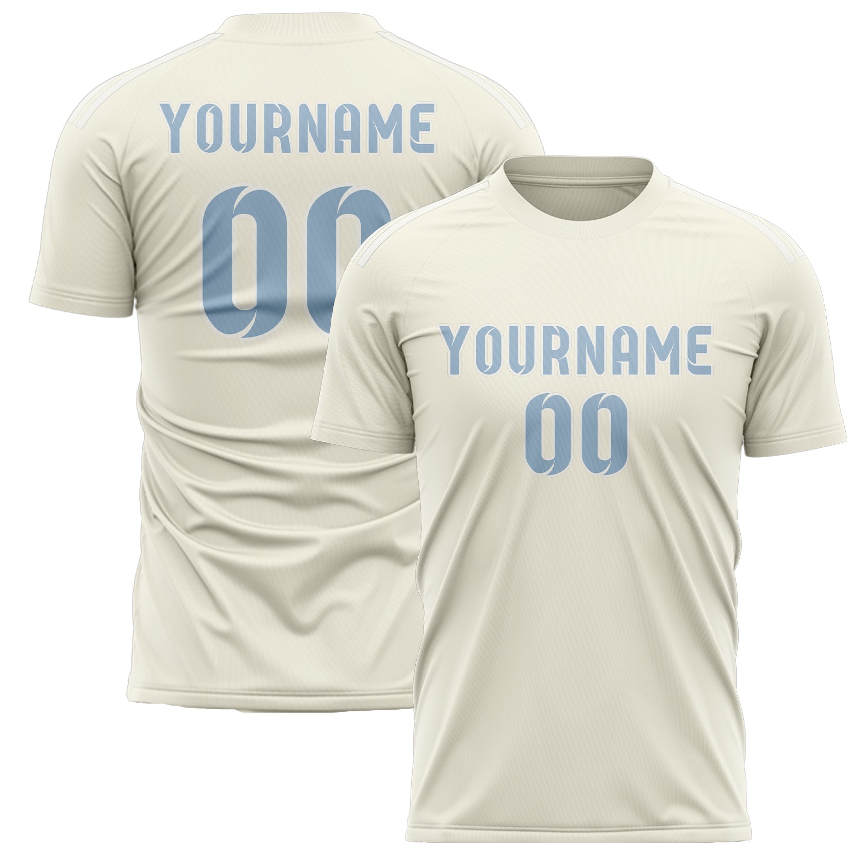 Maillot de football personnalisé crème et bleu clair