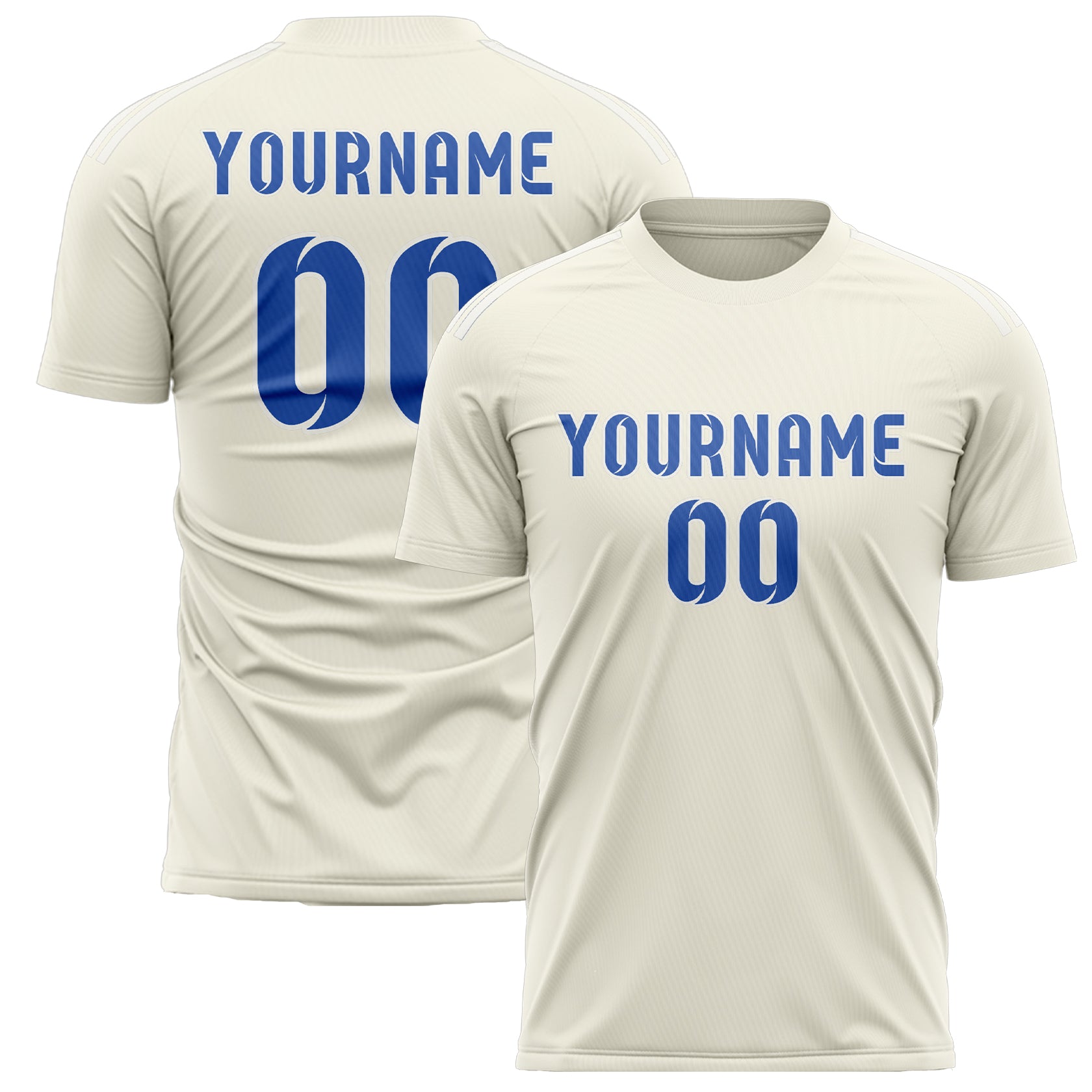 Maillot de football personnalisé crème et bleu ciel