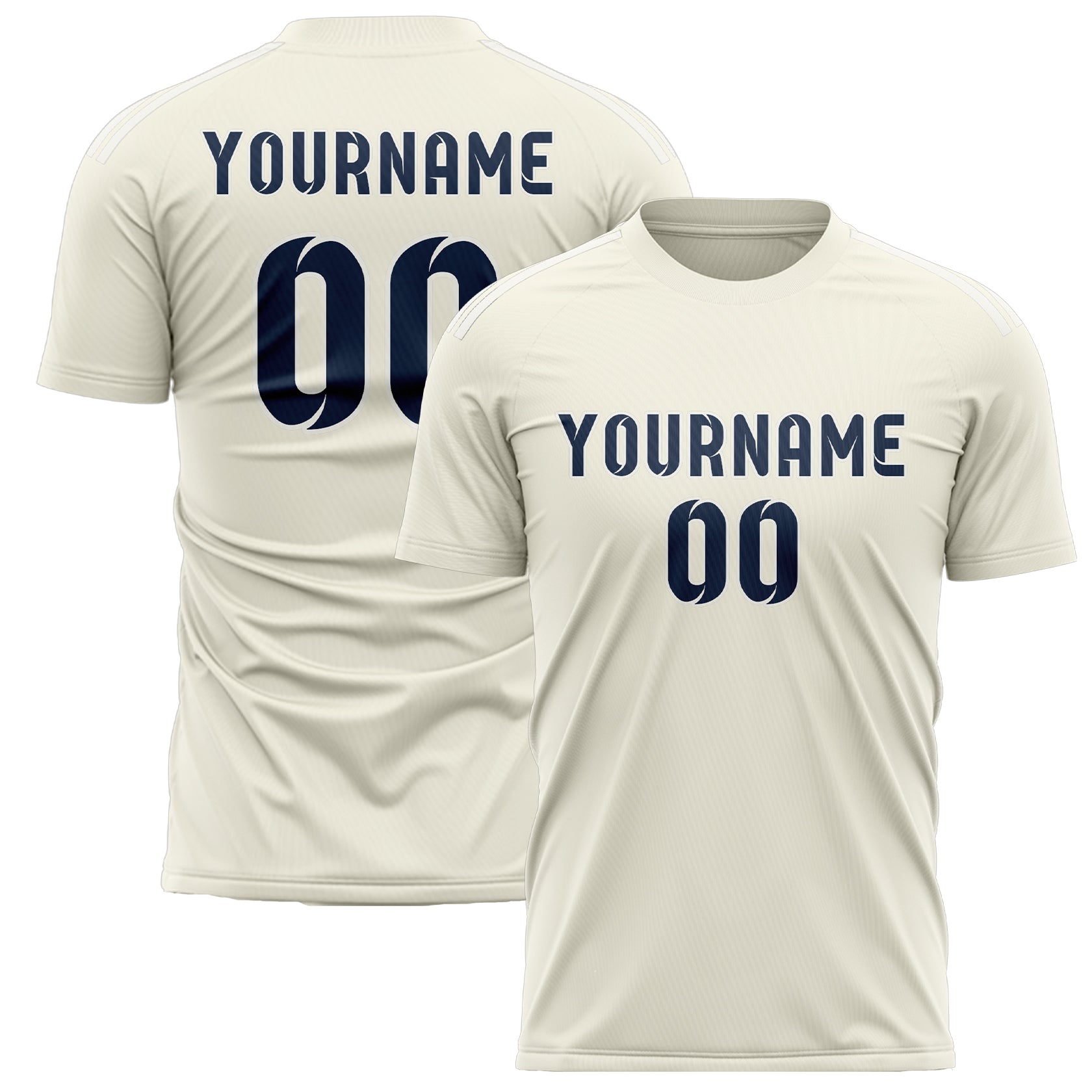Maillot de football personnalisé crème et bleu