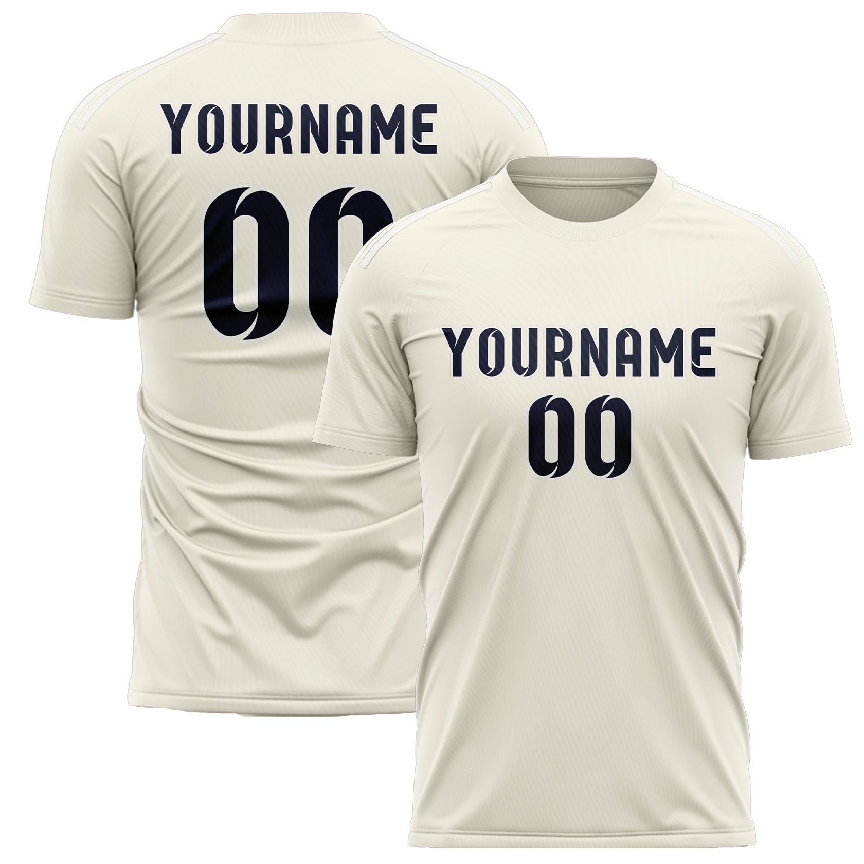 Maillot de football personnalisé crème et marine