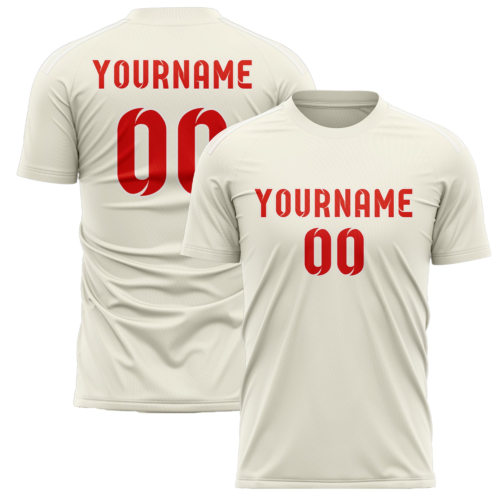 Maillot de football personnalisé crème orange rouge