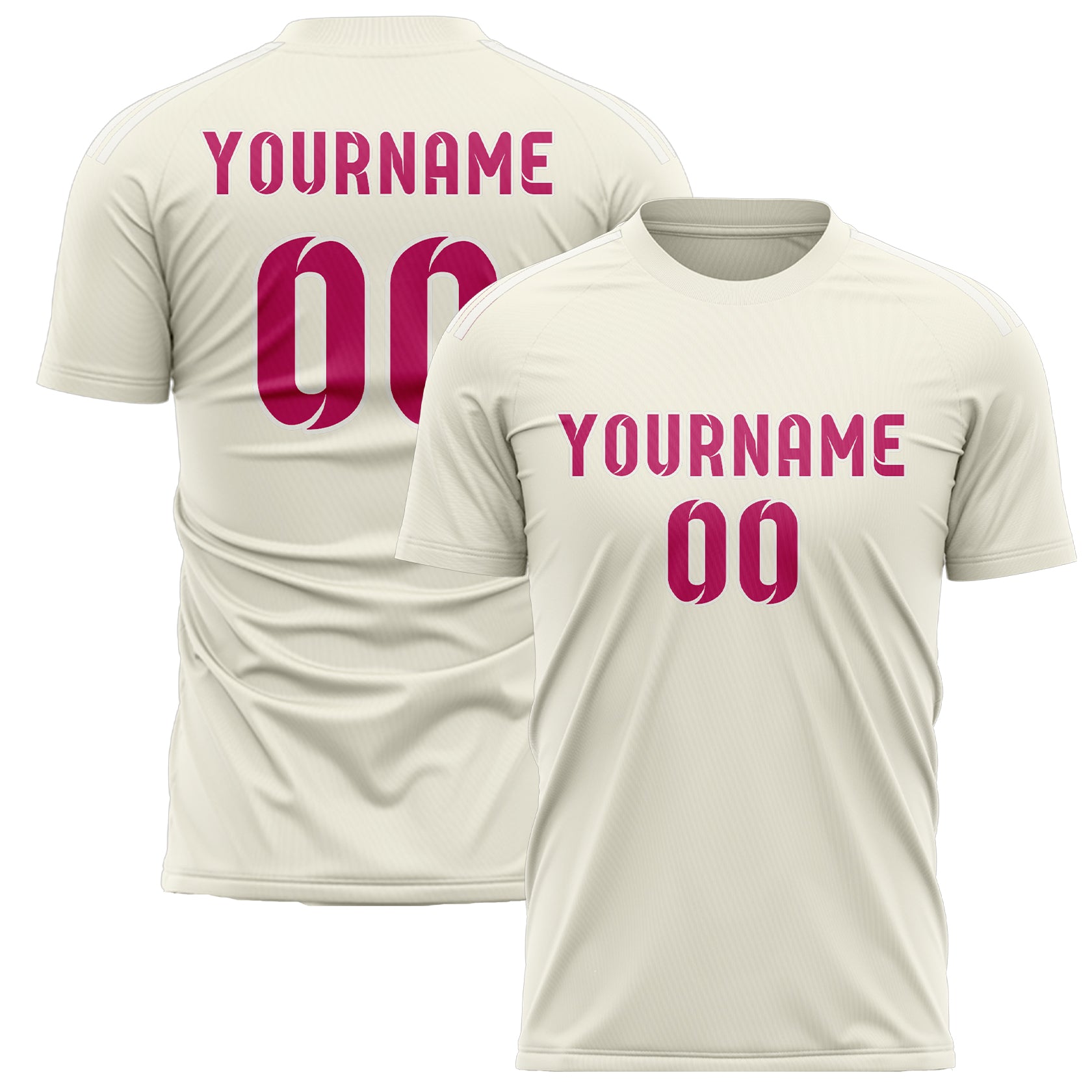 Maillot de football personnalisé crème et rose