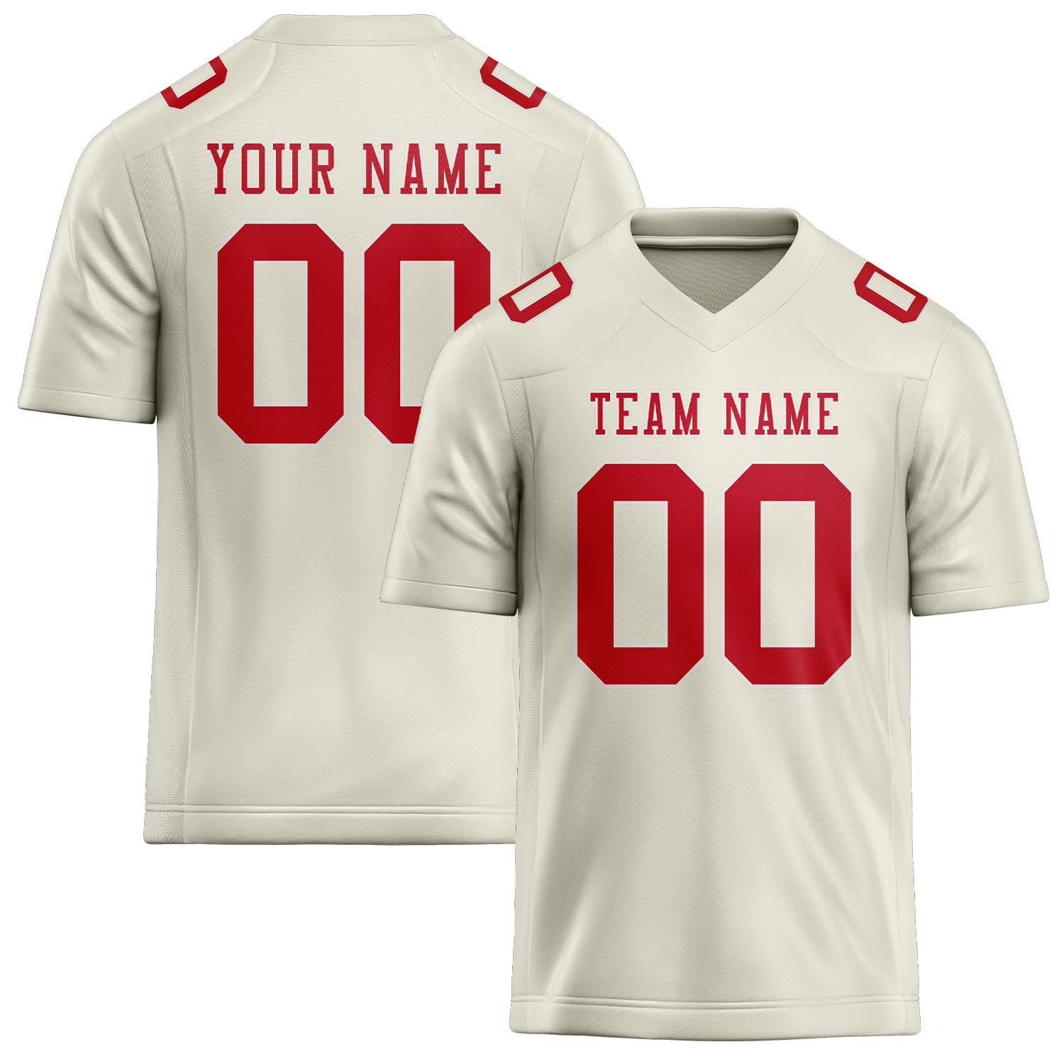 Maillot de football personnalisé crème et rouge