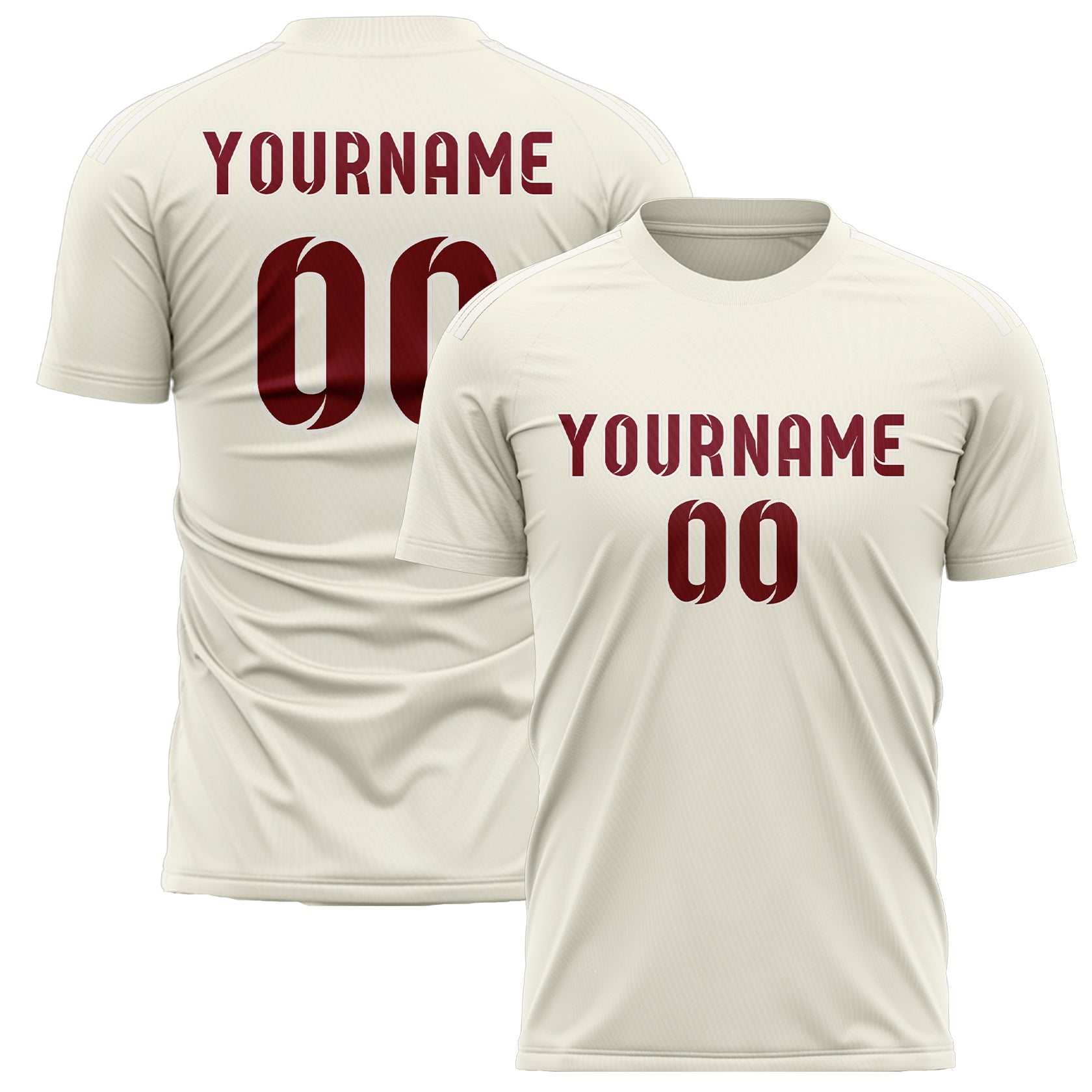 Maillot de football personnalisé crème et rouge cramoisi