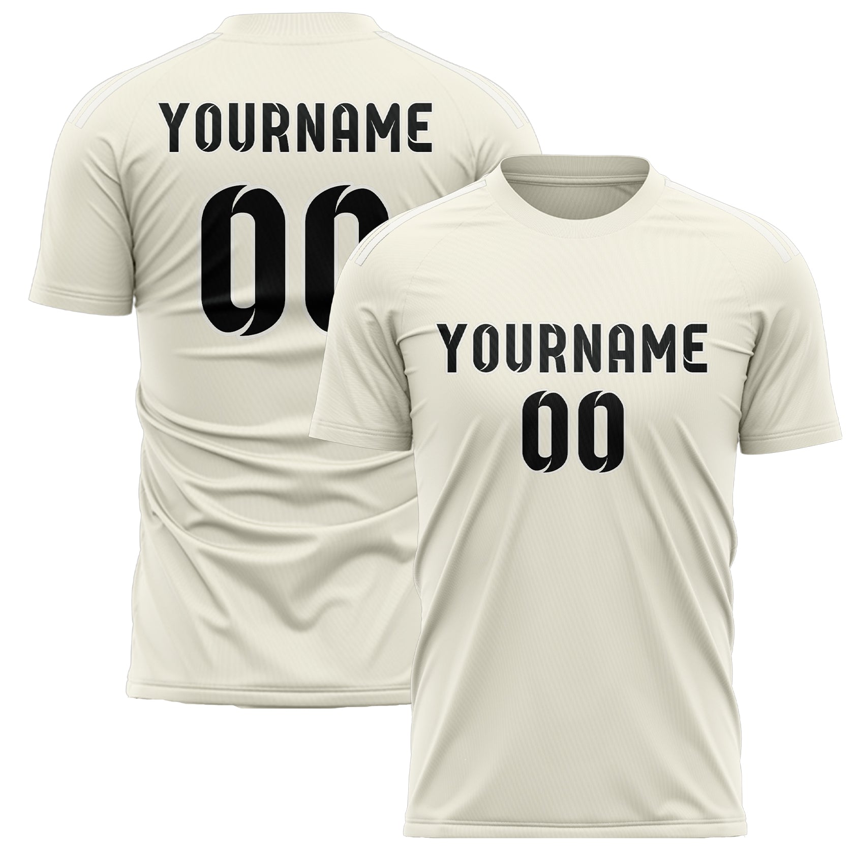 Maillot de football personnalisé crème et noir