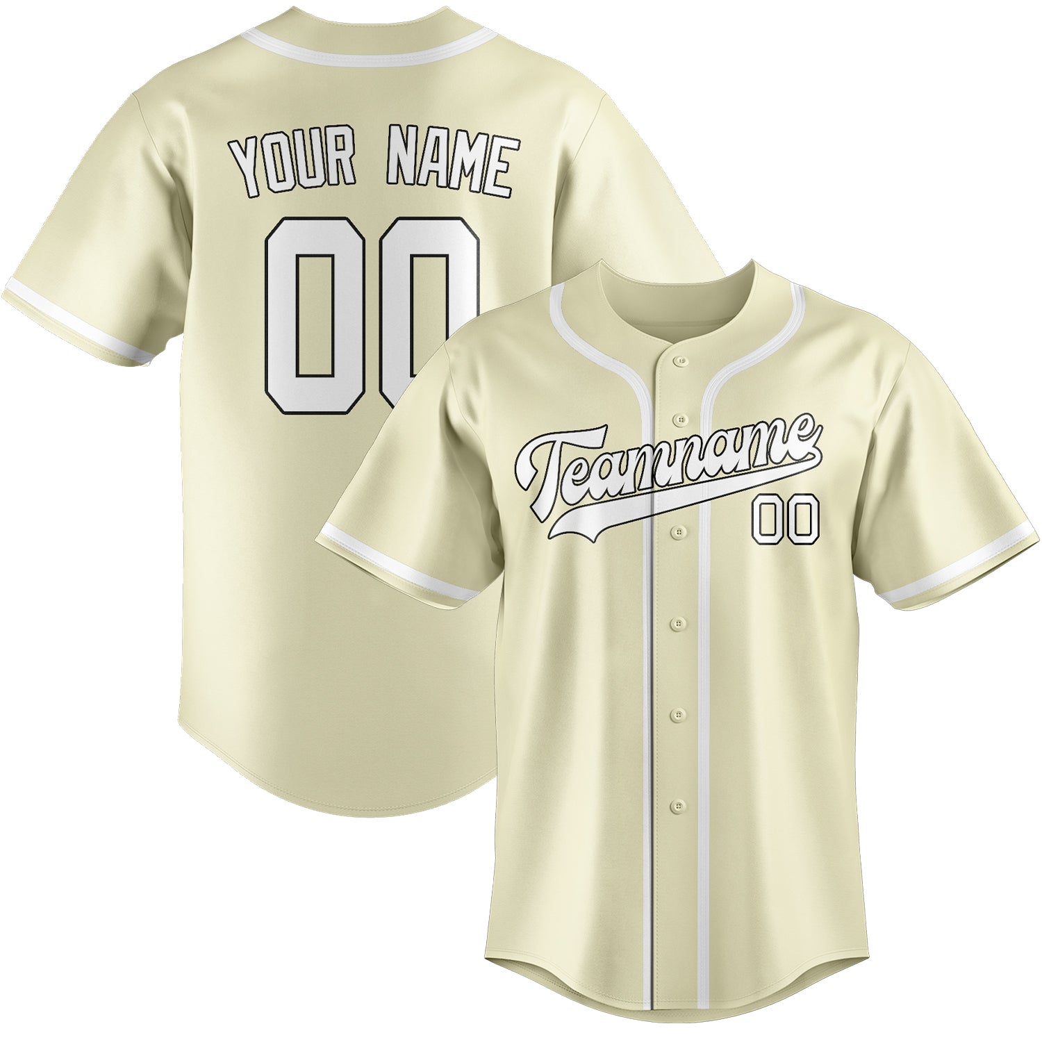 Maillot de baseball personnalisé crème et blanc