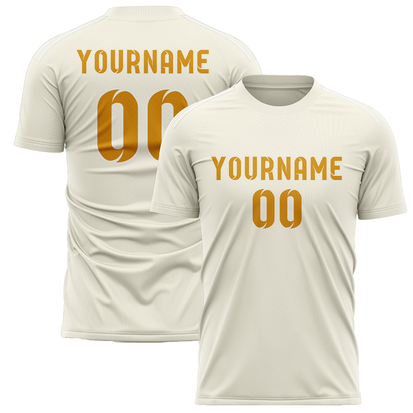 Maillot de football personnalisé crème et jaune