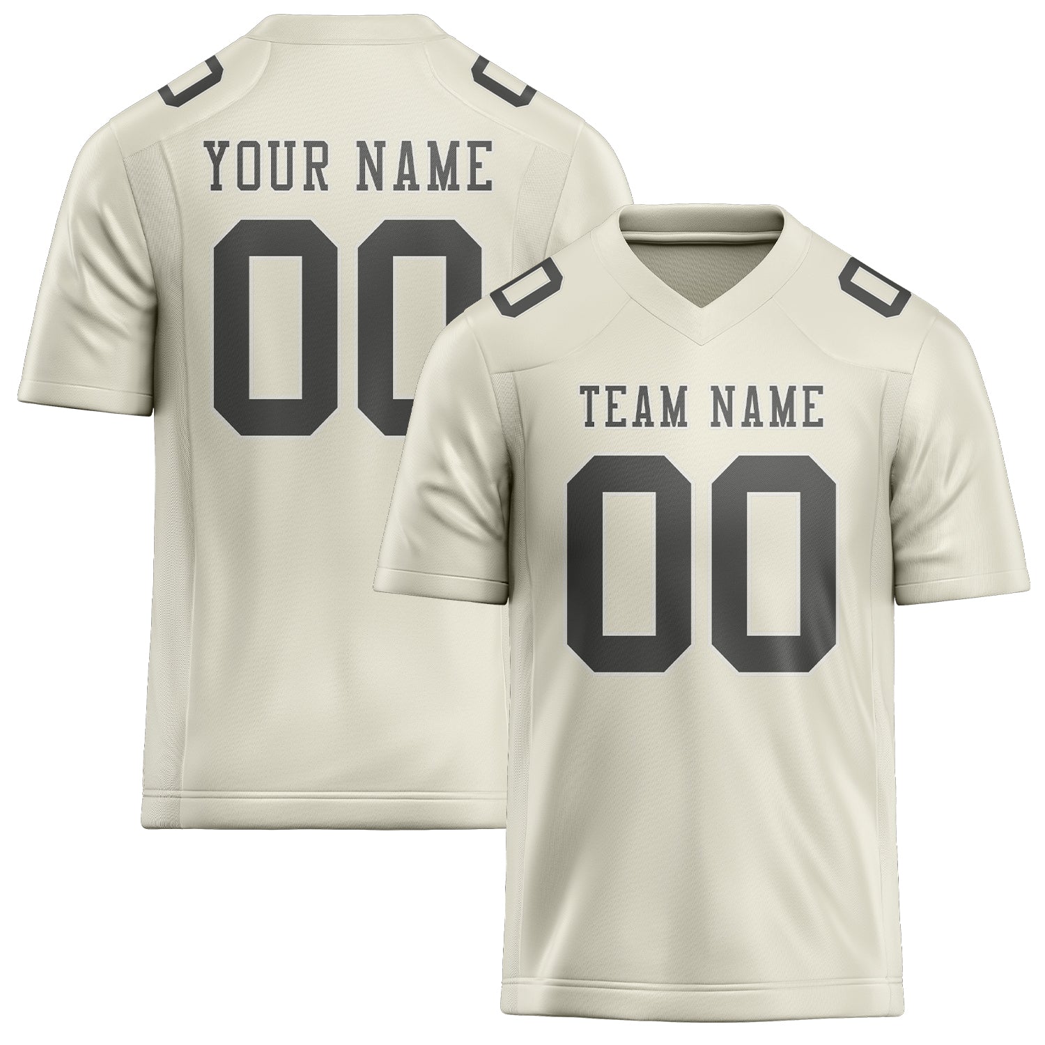 Maillot de football personnalisé crème et gris foncé