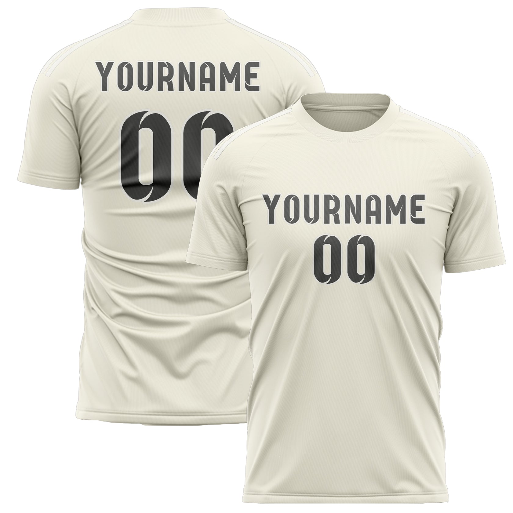Maillot de football personnalisé crème et gris foncé